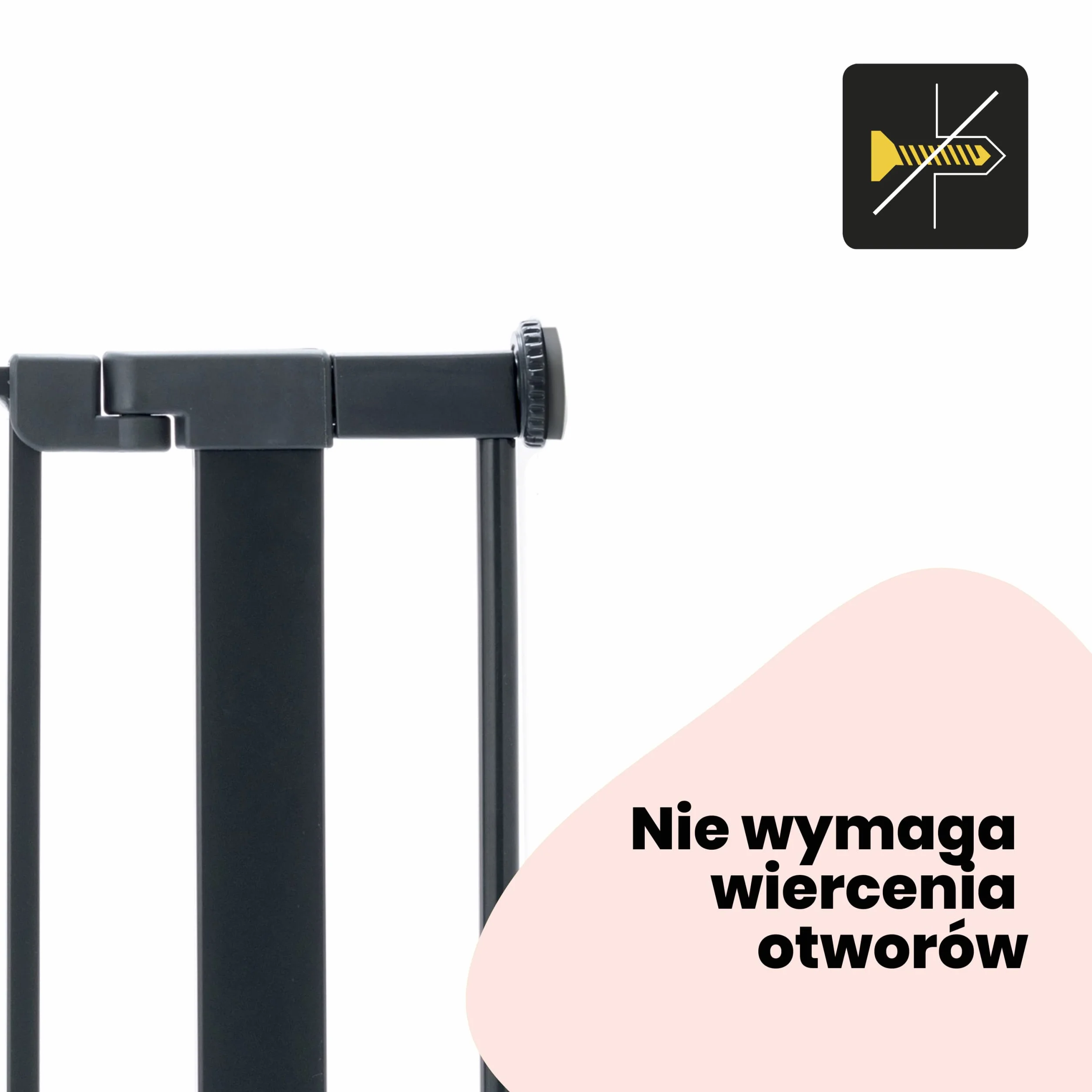 Safety 1st Easy Close Metal Rozszerzenie Bramki 7cm, bez Wiercenia, Łatwa Instalacja Rozszerzenia Bramki Schodowej, Rozszerzenie do Bramka Zabezpieczającej Montowanej na Wcisk, Kolor Czarny