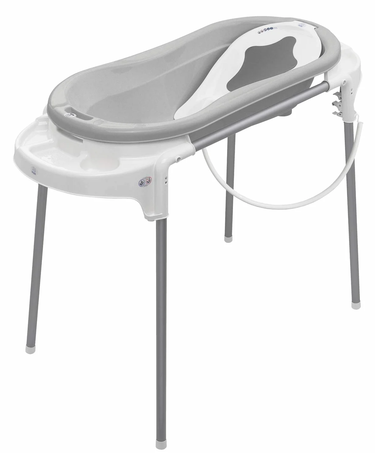 Rotho Babydesign TOP Xtra Duża wanienka z 2 matami antypoślizgowymi i korkiem spustowym, Stone Grey