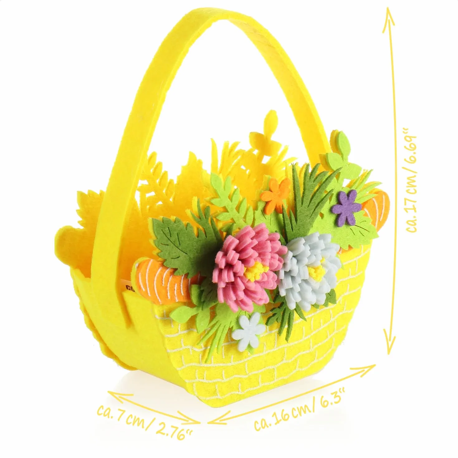 COM-FOUR® 3x Koszyczek wielkanocny z filcu - koszyczek do wypelnienia - filcowa torebka do rozdania - gniazdko wielkanocne w jasnych kolorach (3 kieszenie - 16x12cm)