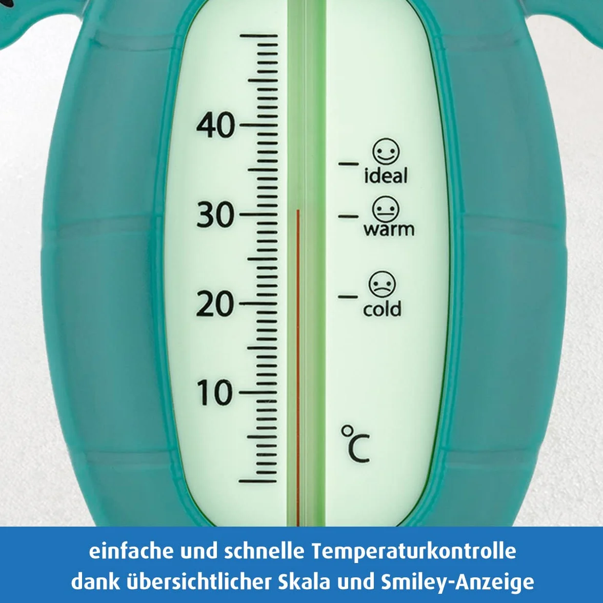 reer Żółw termometr do wanny dla niemowląt, bezpieczny dla dzieci, zielony