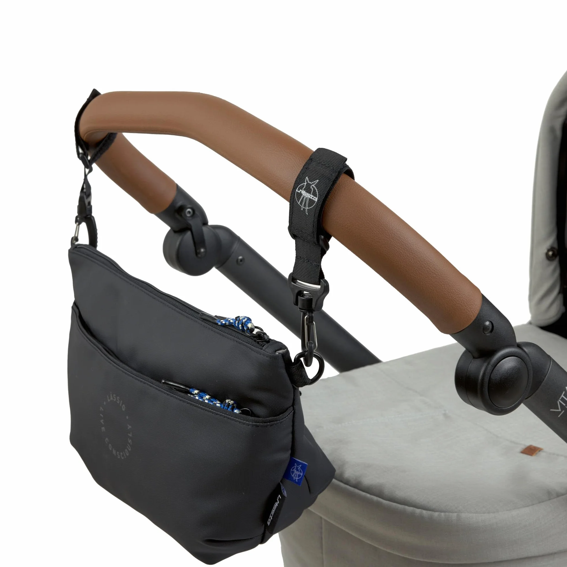 LÄSSIG Organizer do wózka dziecięcego, torba na ramię, torba do wózka dziecięcego, w zestawie z mocowaniem do wózka dziecięcego/Buggy Bum Bag czarny