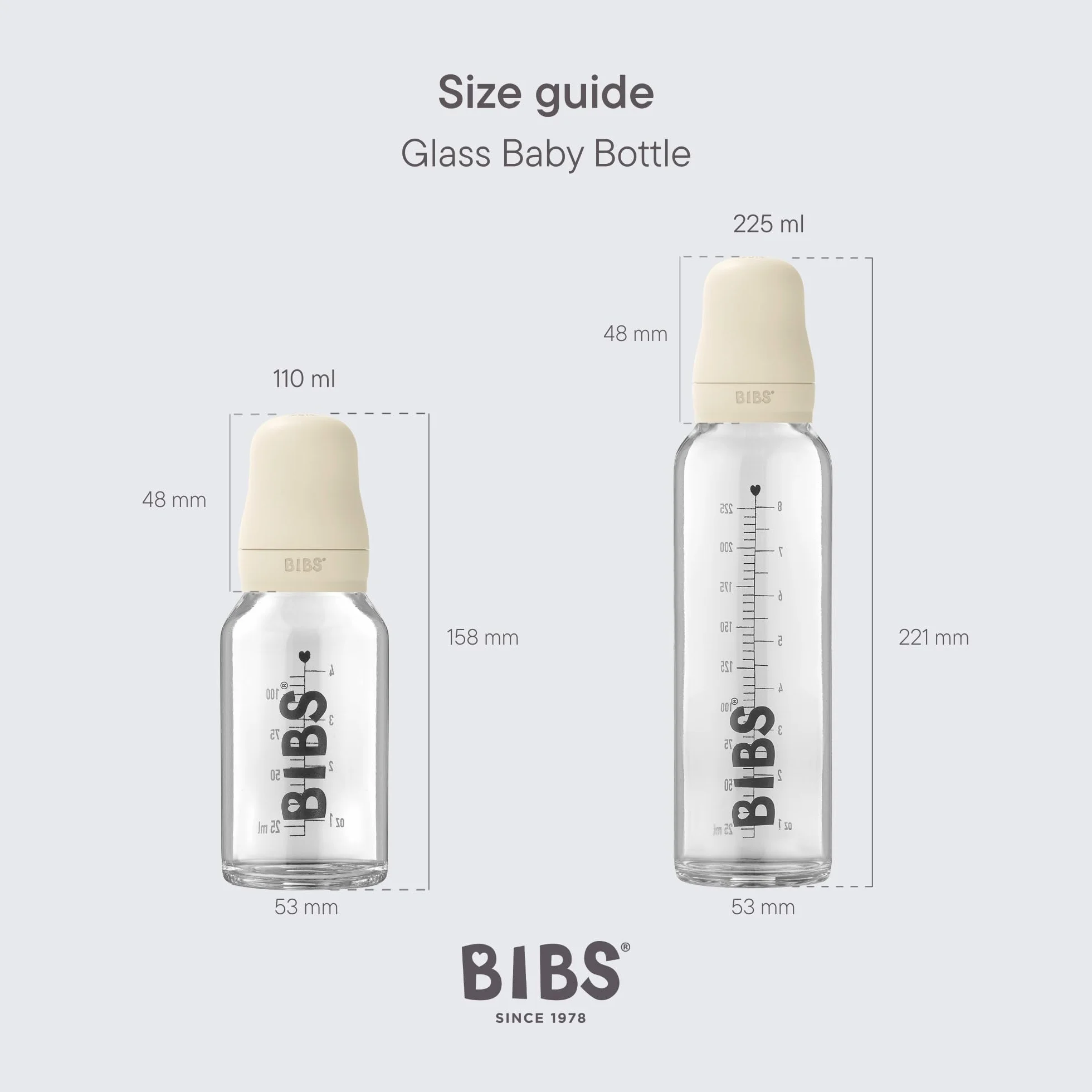 BIBS Butelka ze szkła Antykolka 225 ml Zestaw 2 szt. Okrągły smoczek z naturalnego lateksu