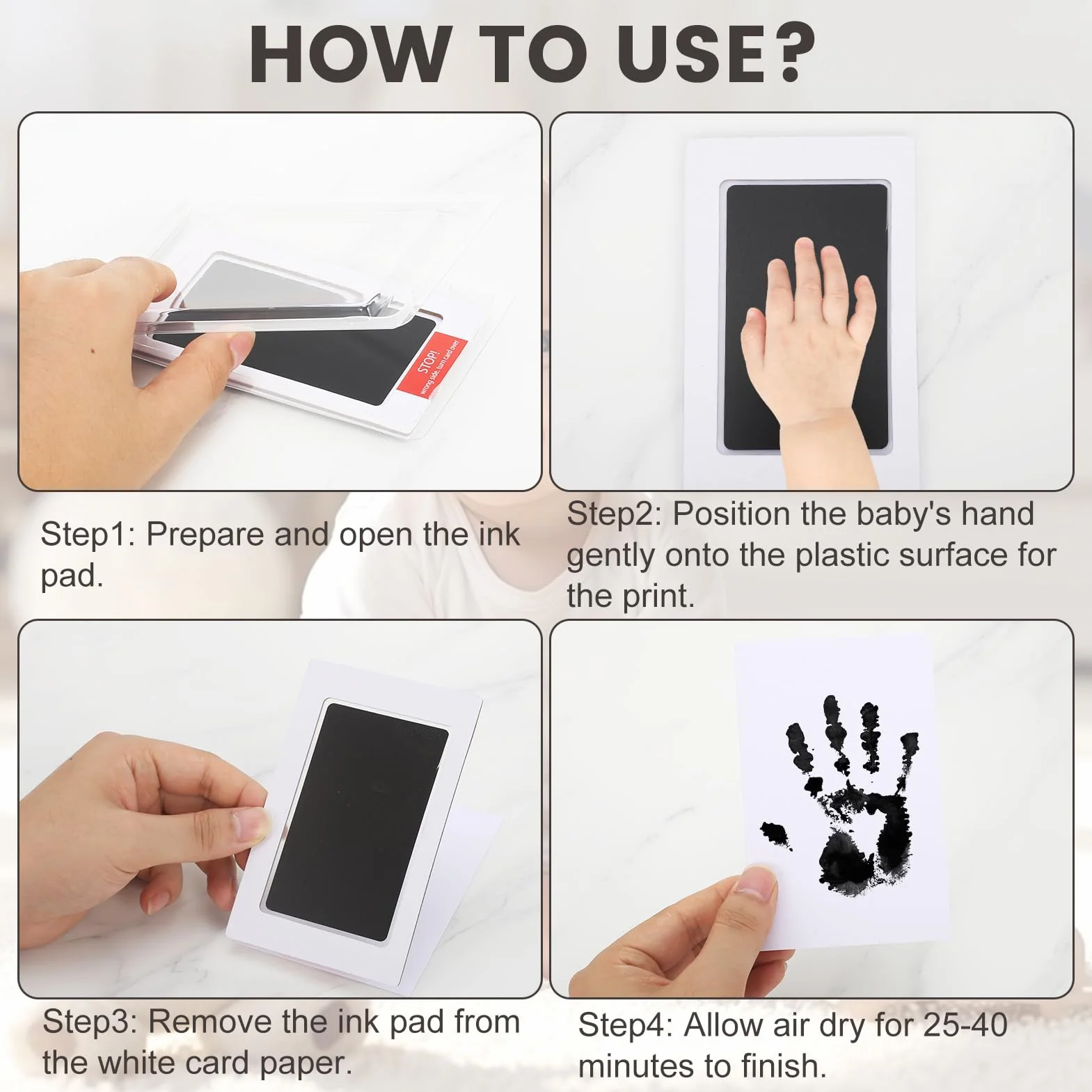 Clean Touch zestaw 10 sztuk poduszek do stempli, odcisk łapy, niemowlęta, noworodka, odciski dłoni dziecka, bez mycia, odciski palców psa, kota, dla zwierząt domowych