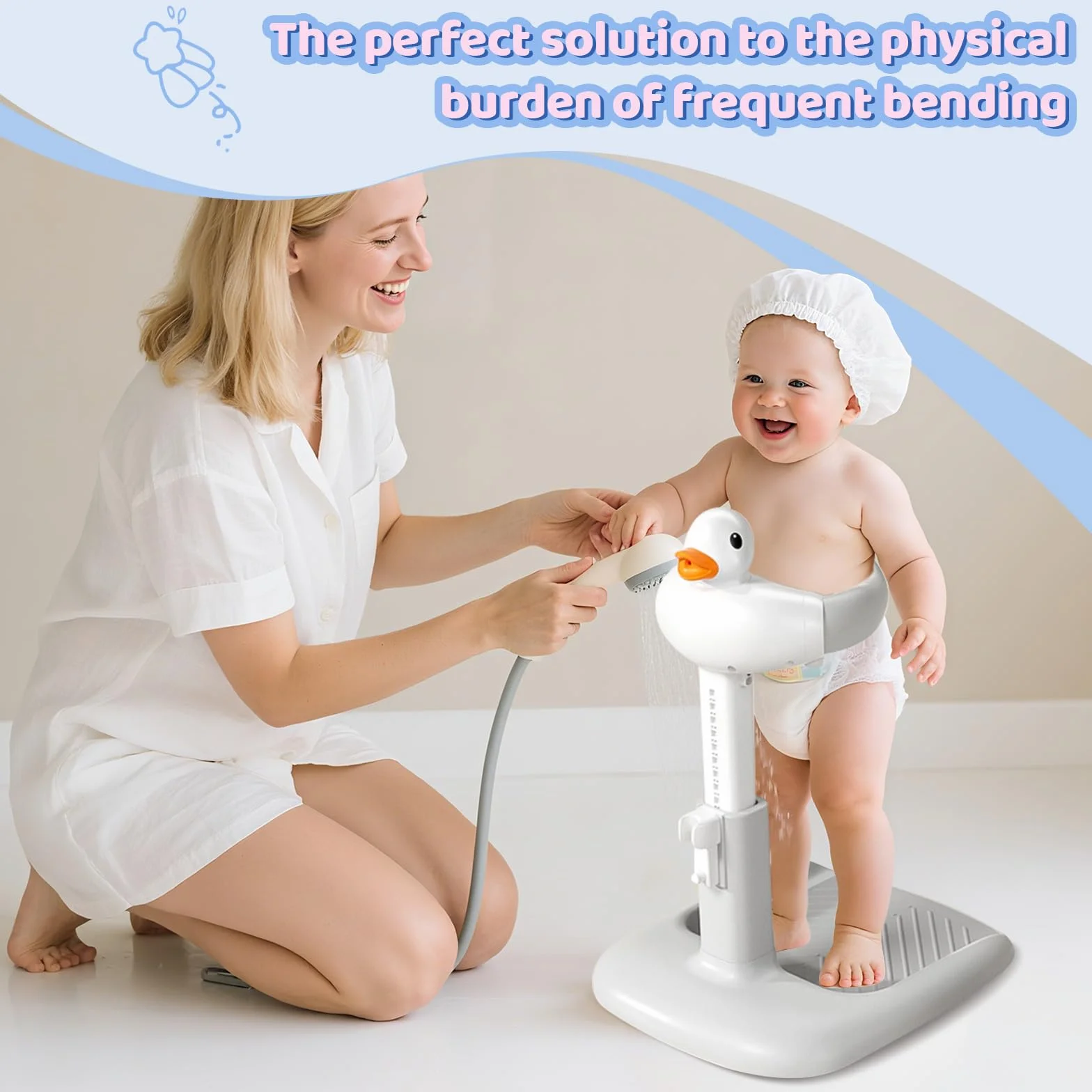 Stojak pod prysznic dla niemowląt – regulowany stojak na baby shower z antypoślizgową podstawą – stojak pod prysznic dla dzieci – zamiast siedziska do wanny dla niemowląt – do kąpieli, zmiany