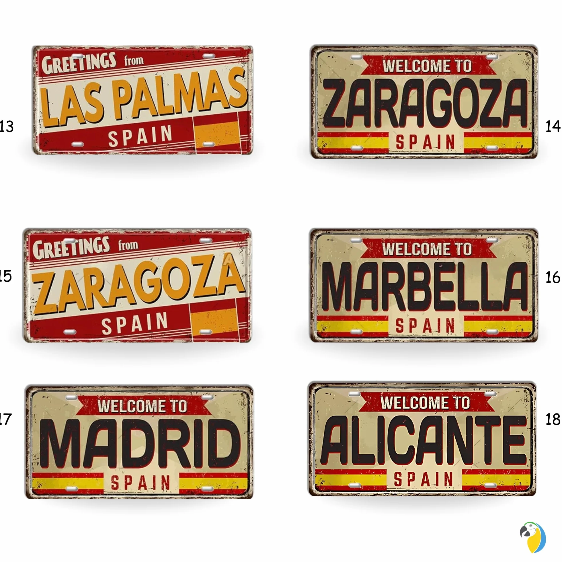 Hiszpańska Tablica Rejestracyjna Metalowa Vintage Dekoracja Ścienna Barcelona