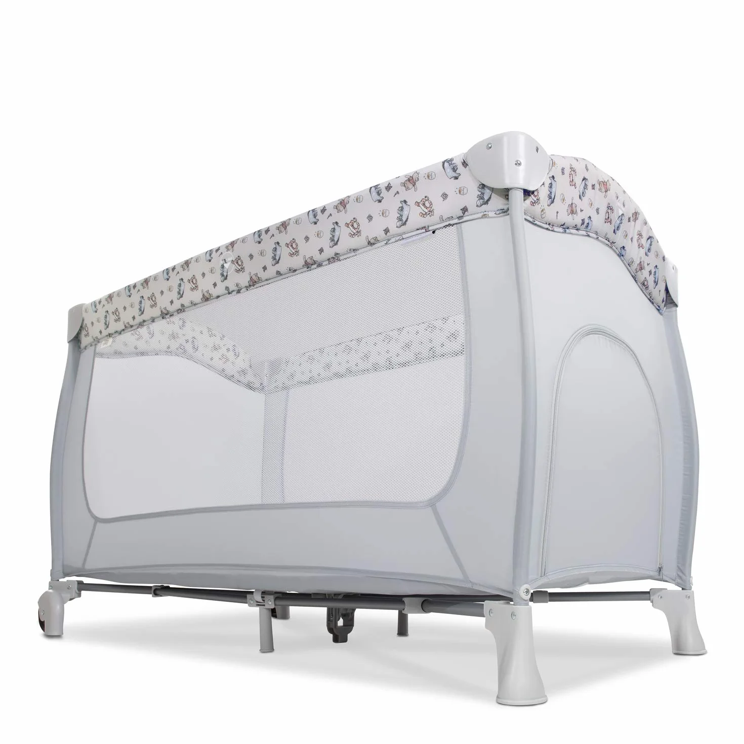 Hauck Sleep N Play Go Plus 4-częściowe łóżeczko turystyczne, od urodzenia do 15 kg, z bocznym wyjściem, składanym dnem, kółkami, torbą do przechowywania, składane kompaktowo