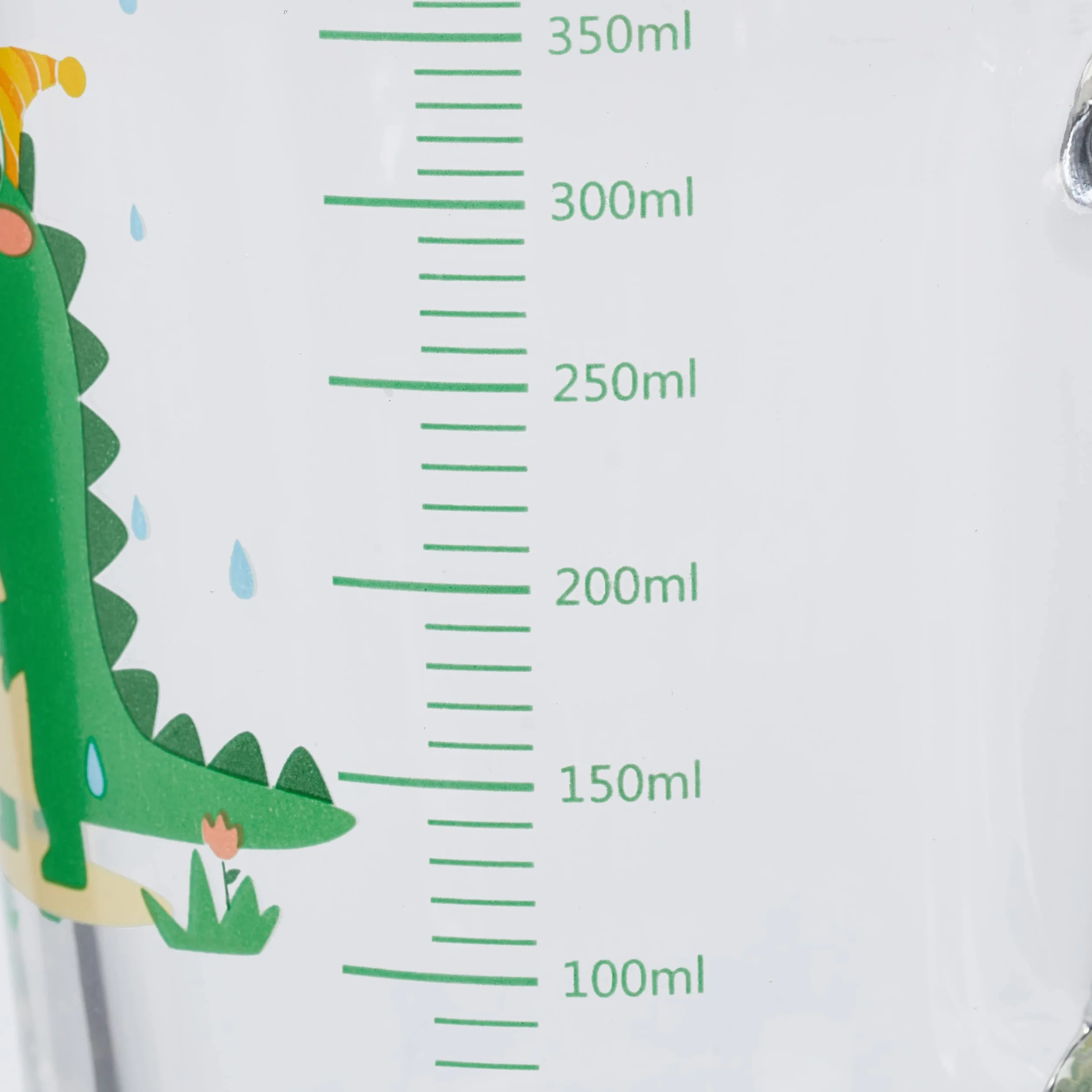 Relaxdays Zestaw 2 szklanek dla dzieci motyw dinozaura 400 ml przezroczyste z uchwytem pokrywką słomką