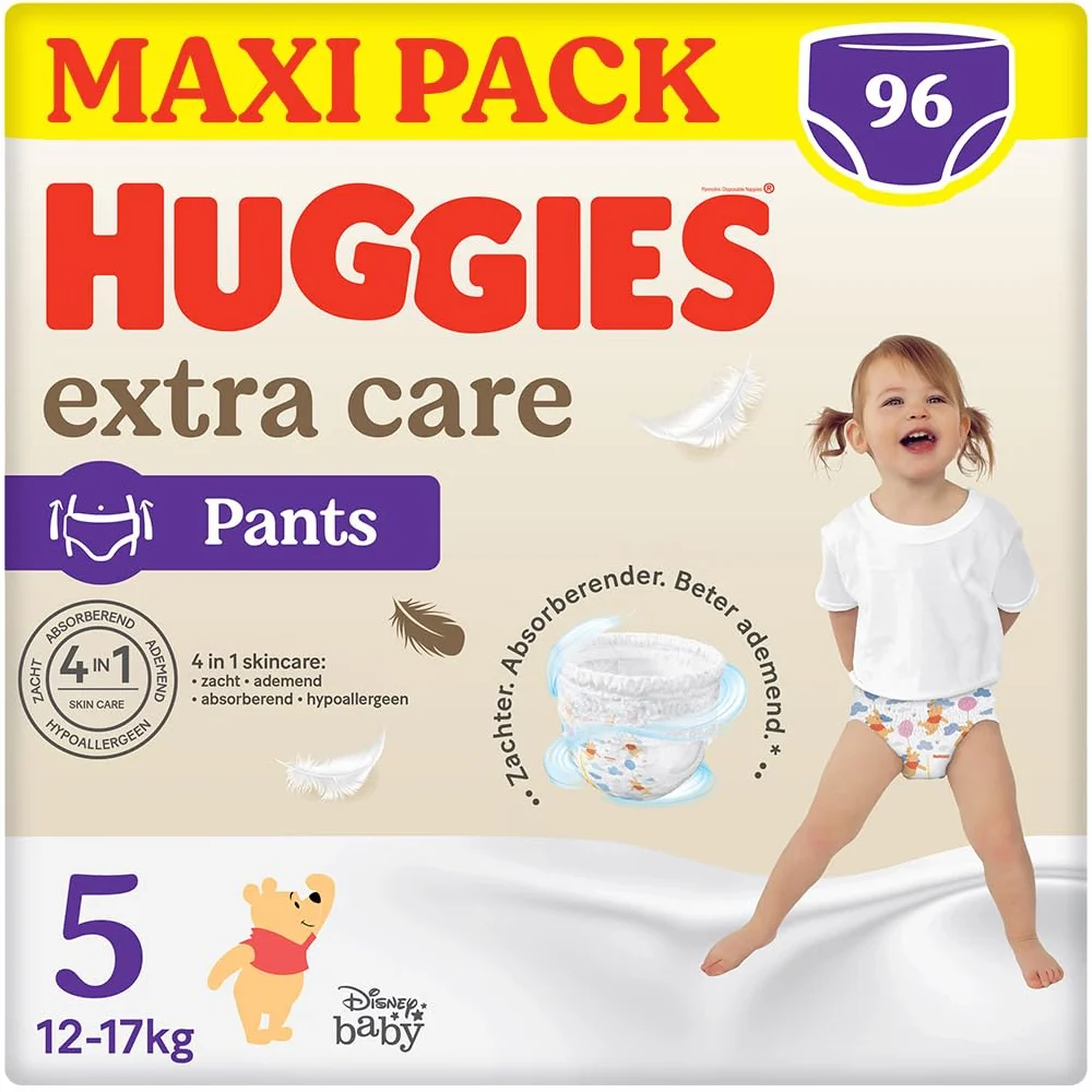 Huggies Extra Care Majtki, pieluchy rozmiar 5 (12-17 kg), projekt Disneya, 96 szt