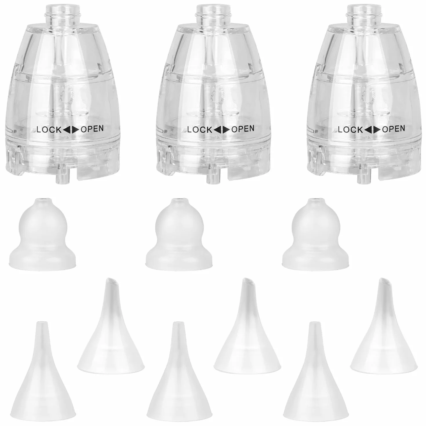 BOXOB 9 Sztuk Wymiennych Końcówek Aspiratora i 3 Plastikowe Wymienne Głowice, 3 Rodzaje Silikonowych Końcówek Aspiratora do GROWNSY Watolt LittleTora HEYVALUE Cocobela HailiCare KIDIRA TEQIN X-Bosak