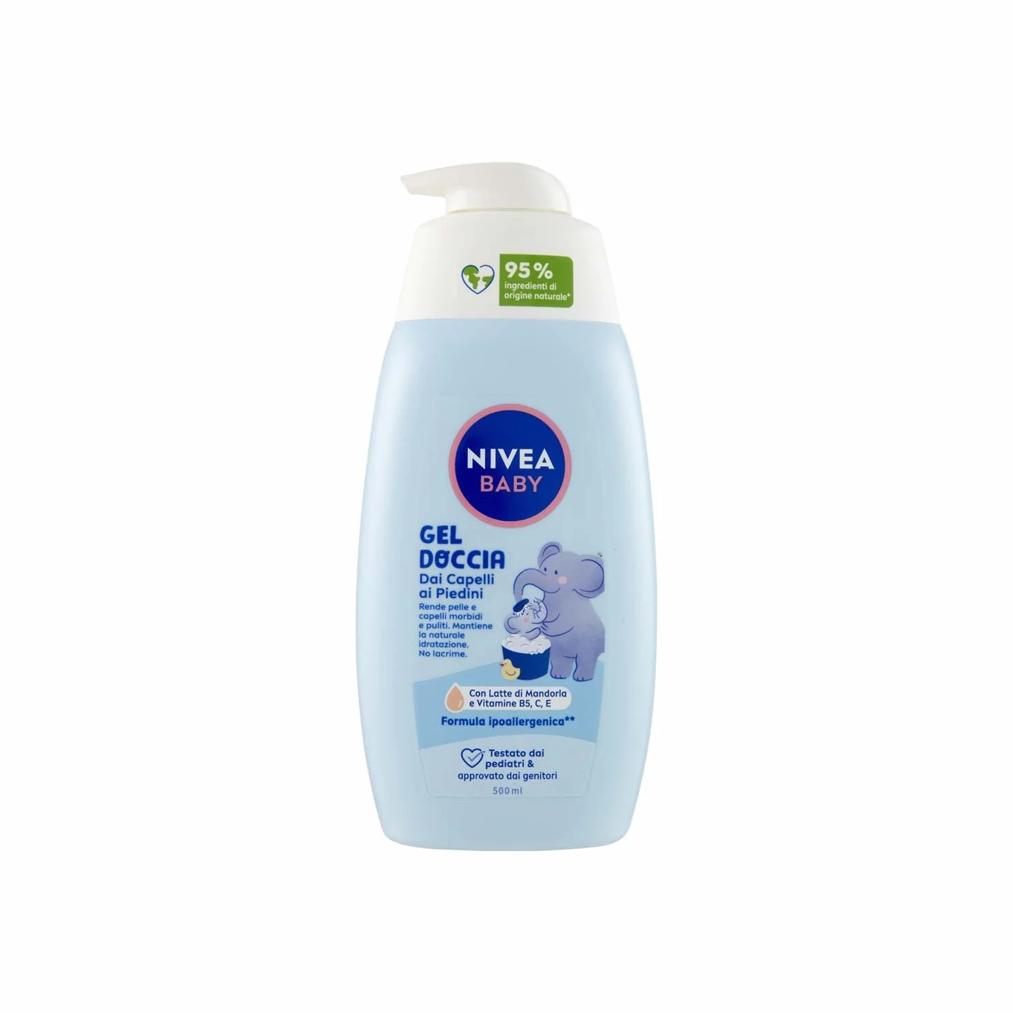 NIVEA Żel pod prysznic BABY 500 ml, żel pod prysznic dla dzieci do miękkiej i czystej skóry i włosów, żel pod prysznic dla niemowląt z ochroną przed łzami, nawilżający i zmiękczający szampon dla