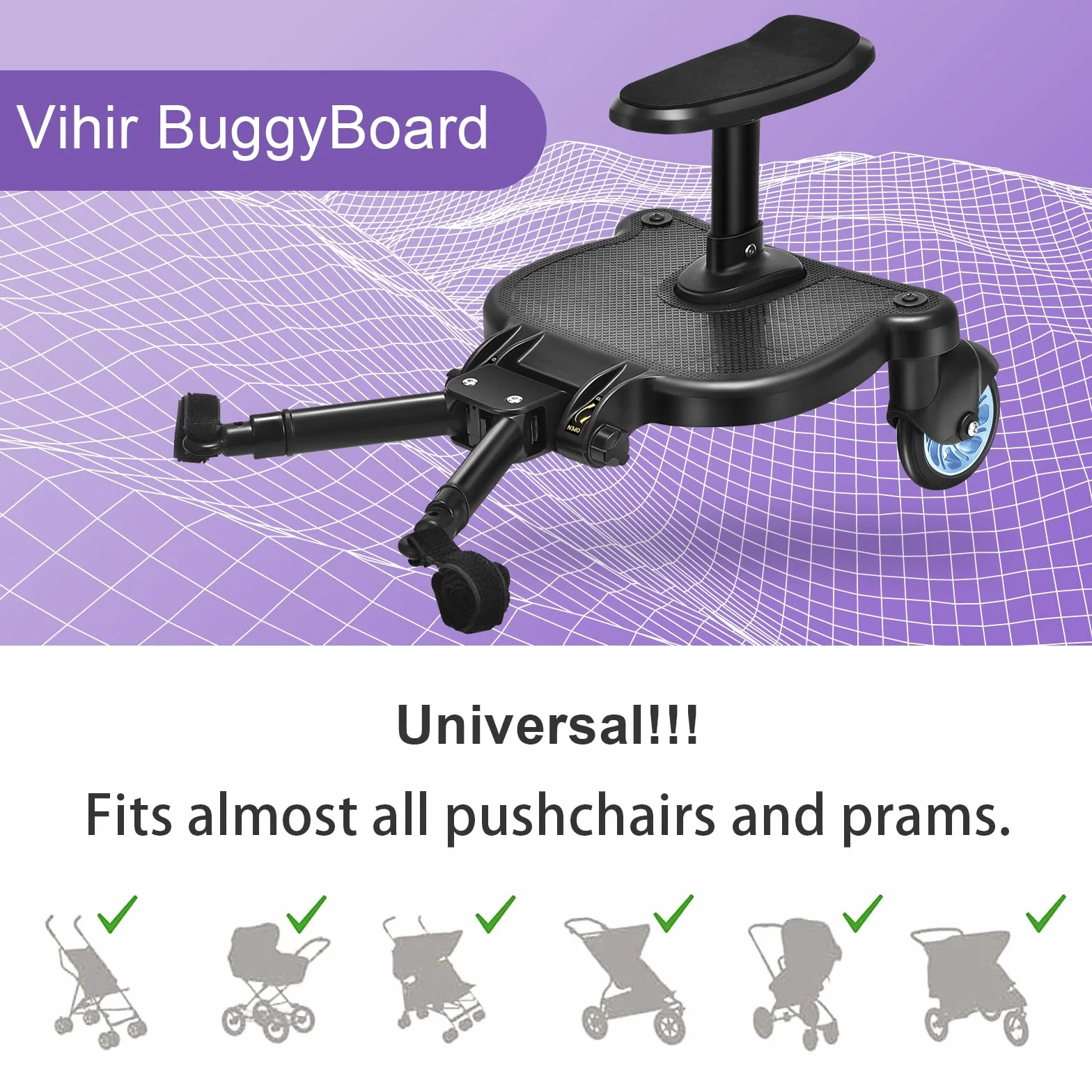 Vihir Kiddy Board uniwersalna deska do wózków dziecięcych 55 funtów