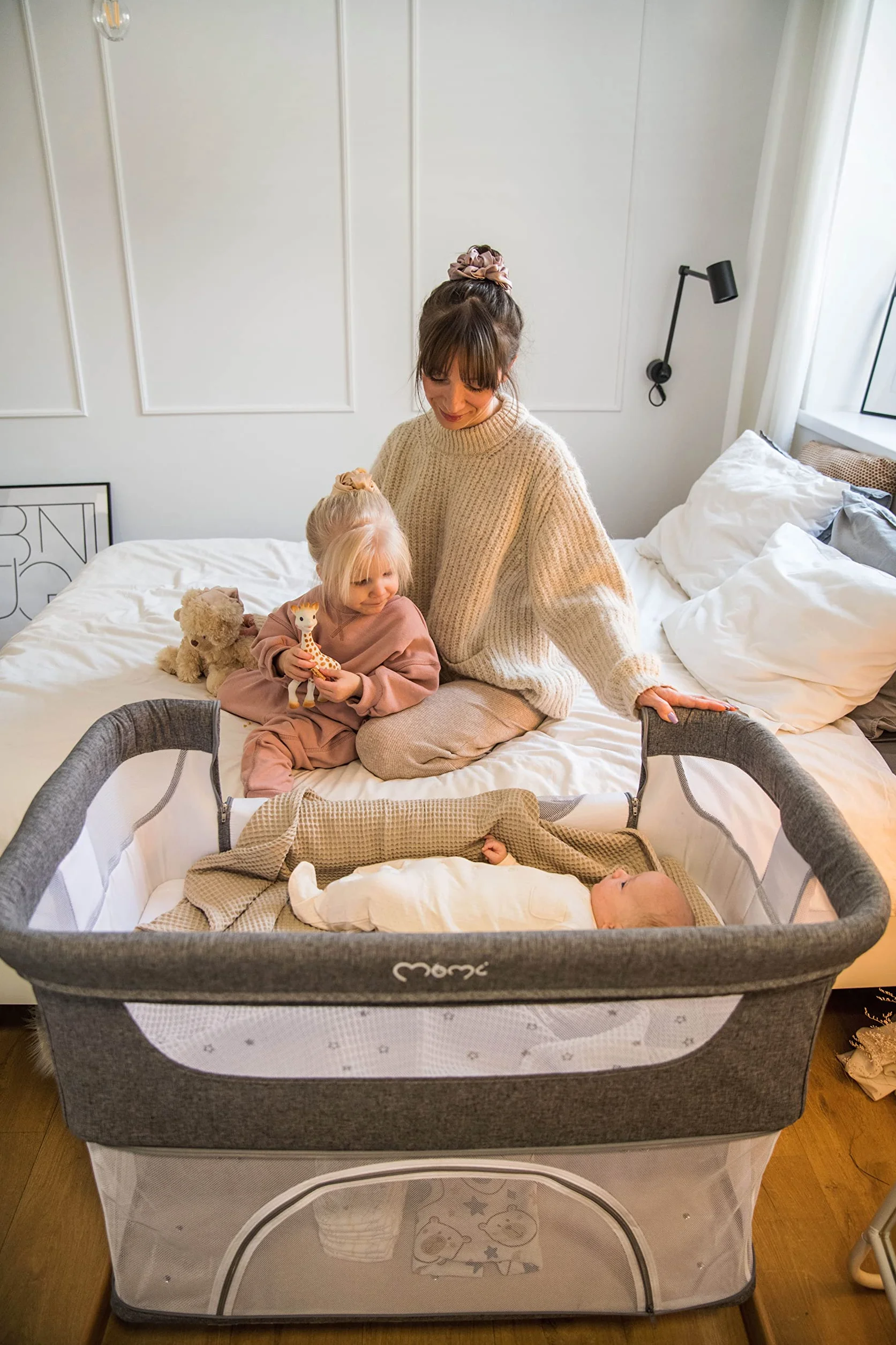 Momi SMART BED Łóżeczko Wielofunkcyjne, Beżowy, do 15 kg