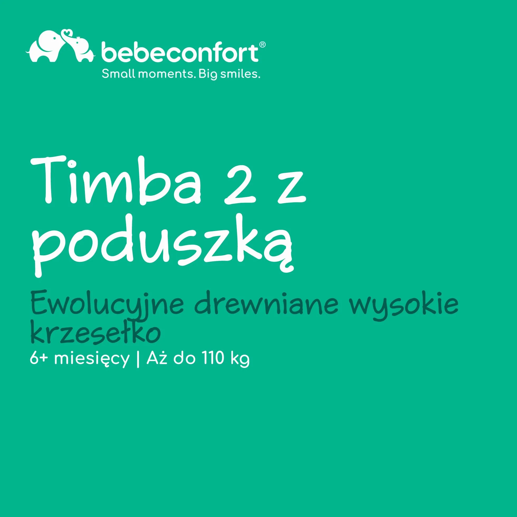 Bebeconfort Timba 2 z Poduszką, Krzesełko Dziecięce Drewniane, 6+ Miesięcy, Do 110 kg, Ergonomiczne Krzesełko do Karmienia, Pasuje do Wielu Stołów, Wyjmowana Taca, Natural Wood + Beige