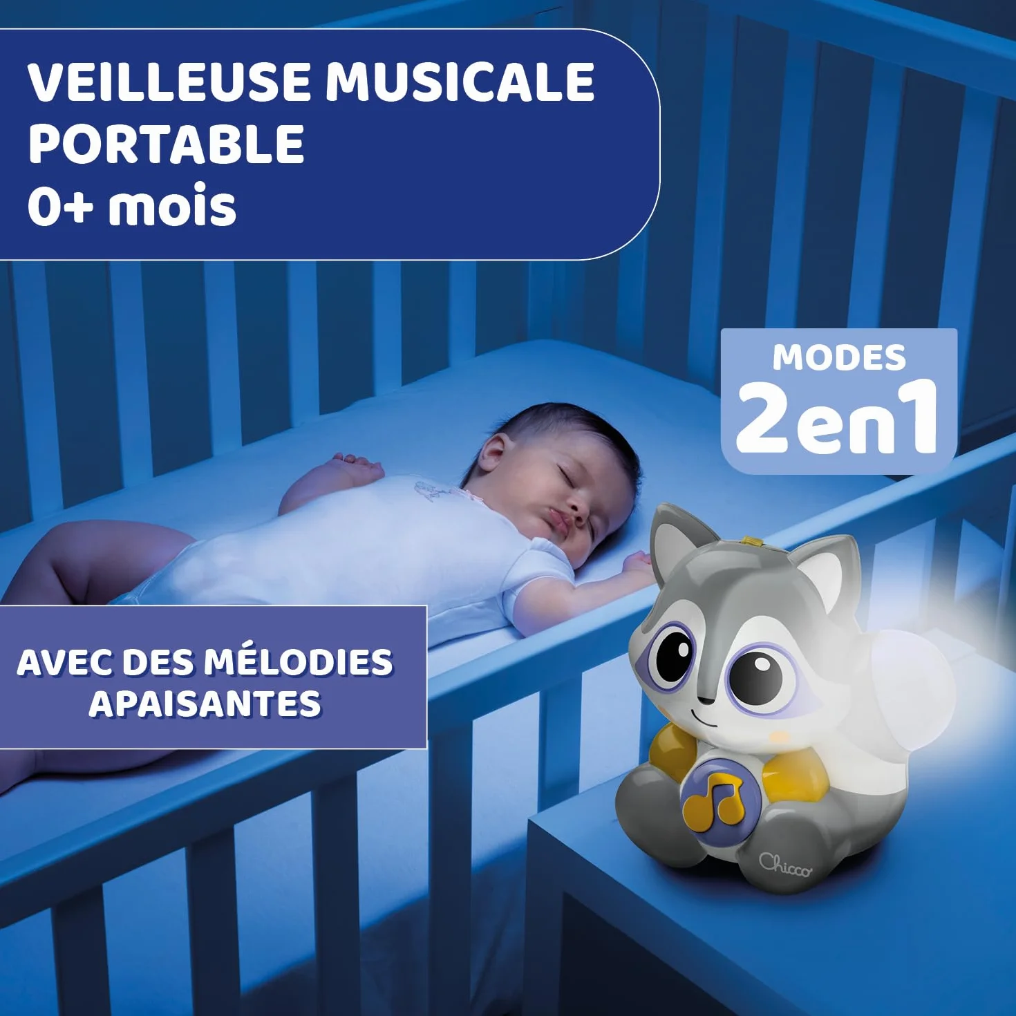 Chicco Lampka Nocna i Zawieszka do Wózka z Muzyką Klasyczną i New Age, Regulowana Głośność, Lampka Nocna dla Dzieci przy Łóżku z Pierścieniem do Wózka - Zabawki dla Niemowląt w Wieku od 0+m