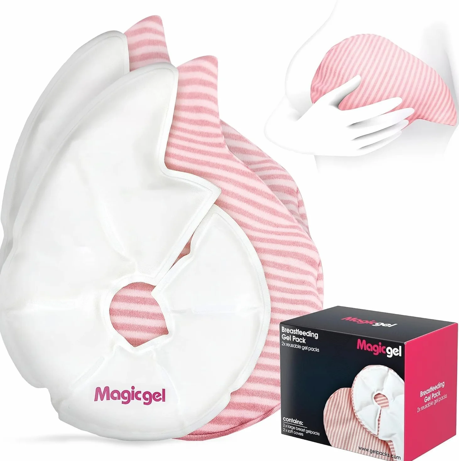 Magic Gel Podkładki chłodzące do klatki piersiowej – żel lodowy do sutków, kompresy do pomocy w przypadku zapalenia sutka podczas karmienia piersią lub jako ocieplacz piersi dla lepszego przepływu