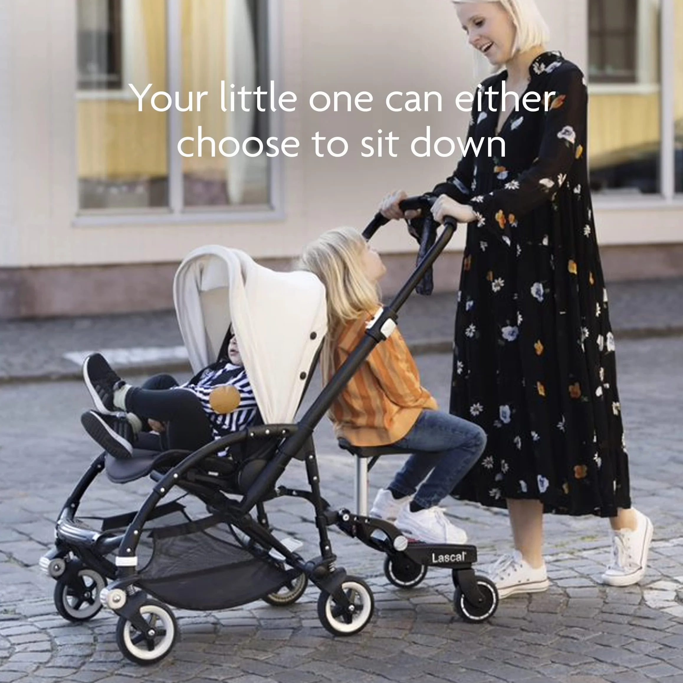 Lascal® BuggyBoard® Maxi+, Czarny Buggy Board z Szarym Siedziskiem Saddle Dostawka do Wózków Spacerowych i Wózków Dziecięcych dla Dzieci w wieku 2-6 Lat (22 kg),