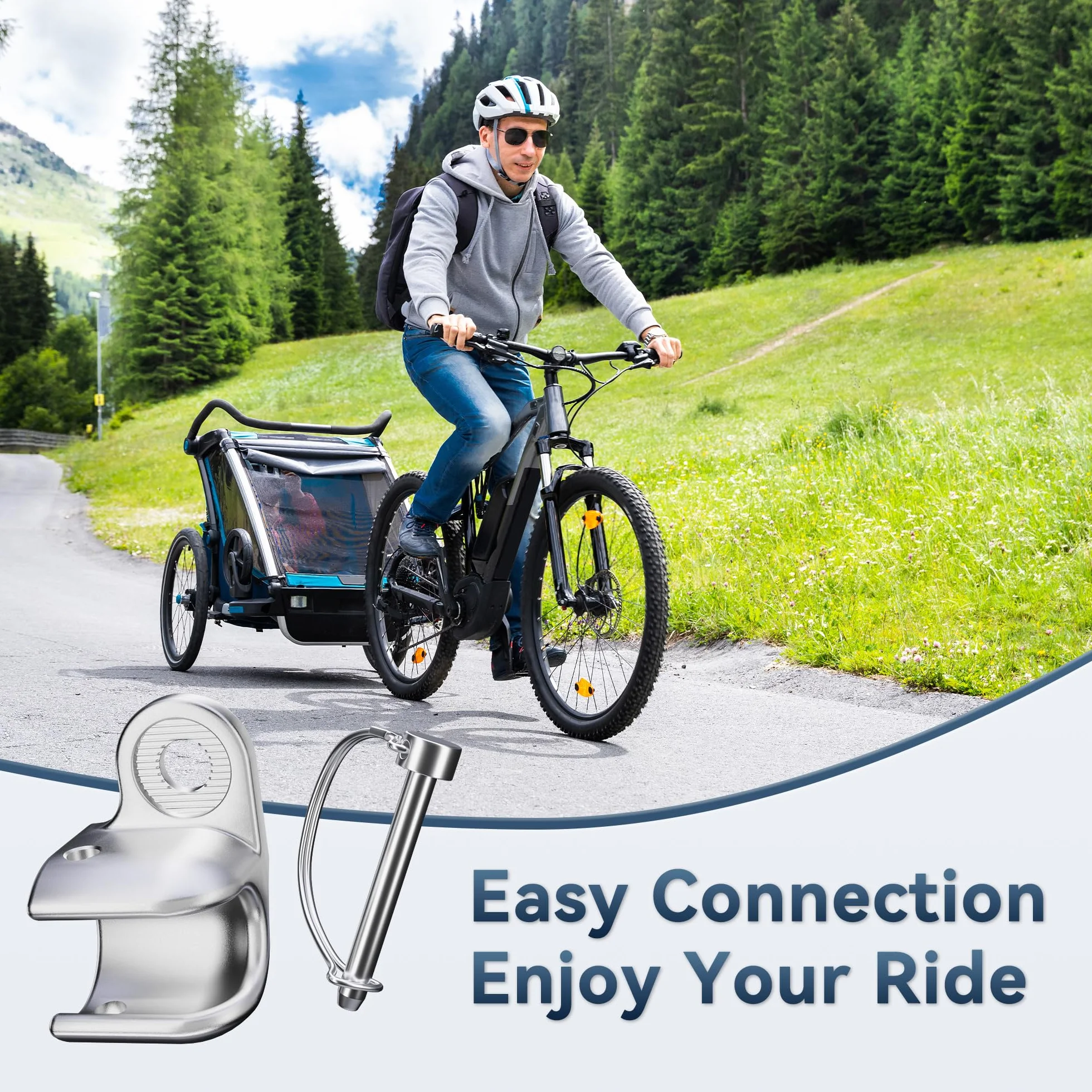 Hak rowerowy do przyczepki rowerowej Thule Chariot & Coaster, stabilny hak holowniczy z kołkiem bezpieczeństwa, hak rowerowy do przyczep dla psów, przyczep dziecięcych, przyczepy towarowej