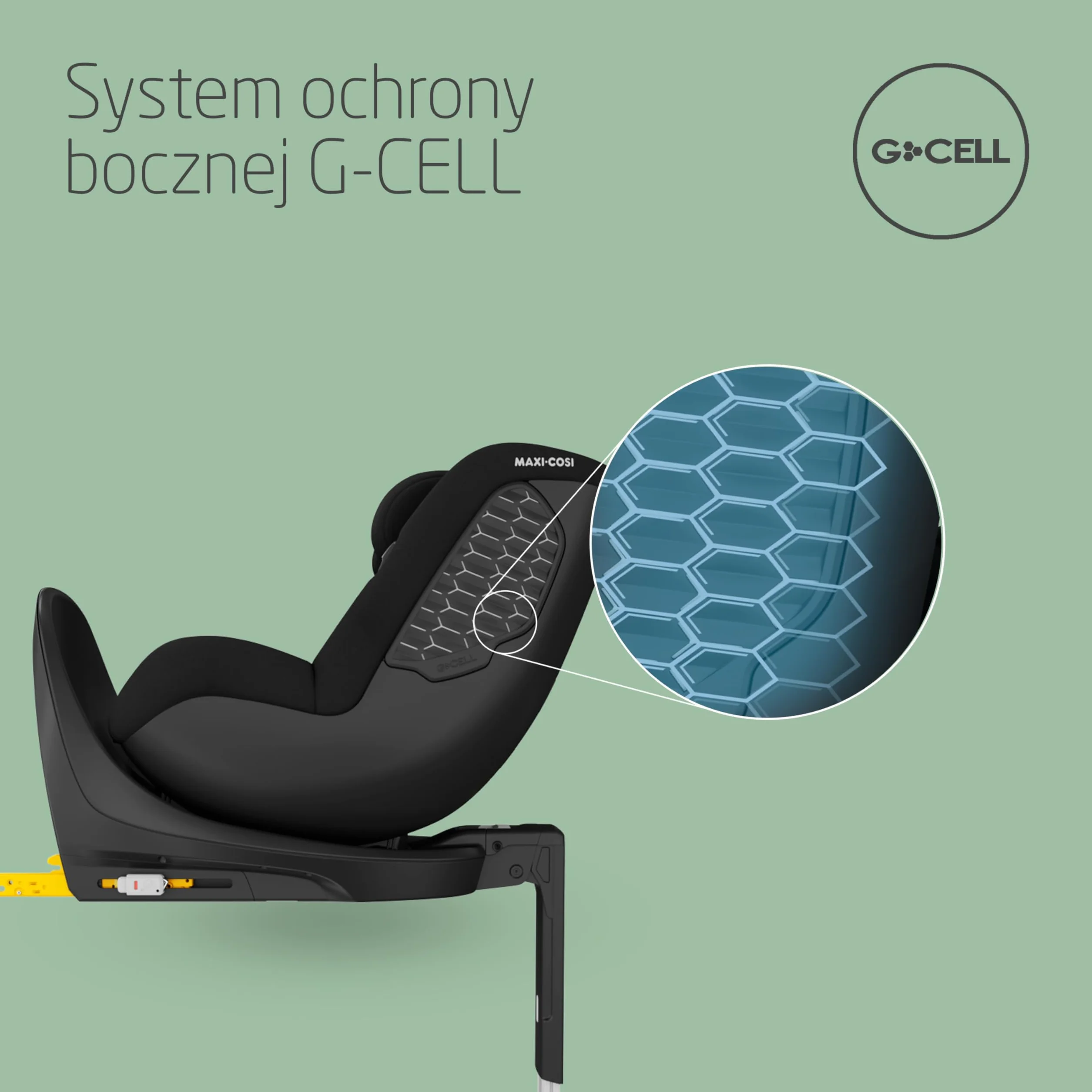 Maxi-Cosi Mica 360 S Comfort, Tkaniny przepuszczające powietrze, Fotelik samochodowy obrotowy 360, 0–4 lata (40–105 cm), Obracanie FlexiSpin, 5 pozycji odchylenia, Ochrony G-CELL, Authentic Black