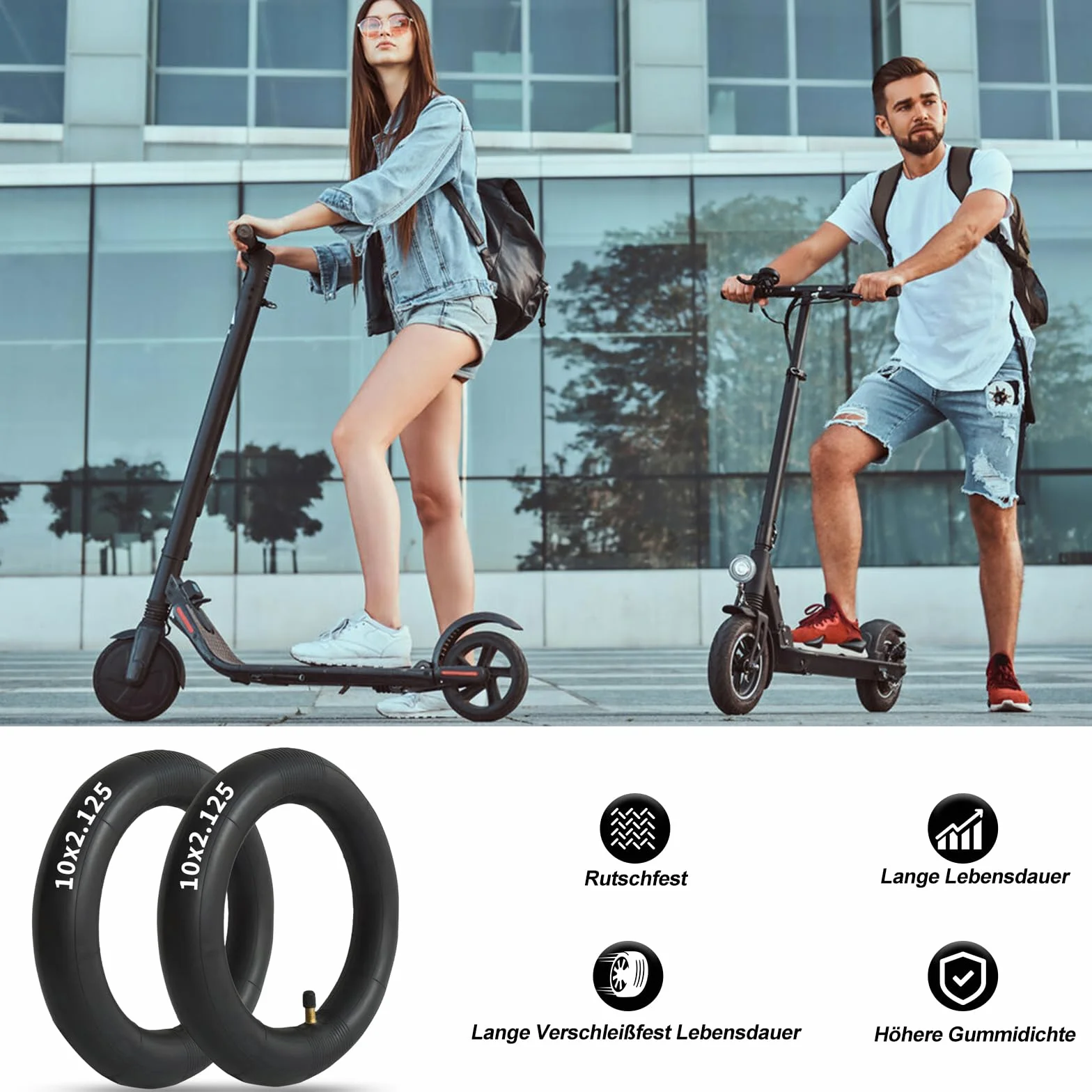 2 sztuki 254x54 mm węże do hulajnogi elektrycznej, węże zapasowe do Xiaomi E Scooter 4/4 Pro, wózka dziecięcego, rowerka dziecięcego i Baby Jogger, 254 mm wzmocniony wężyk do opon, odporny na zużycie