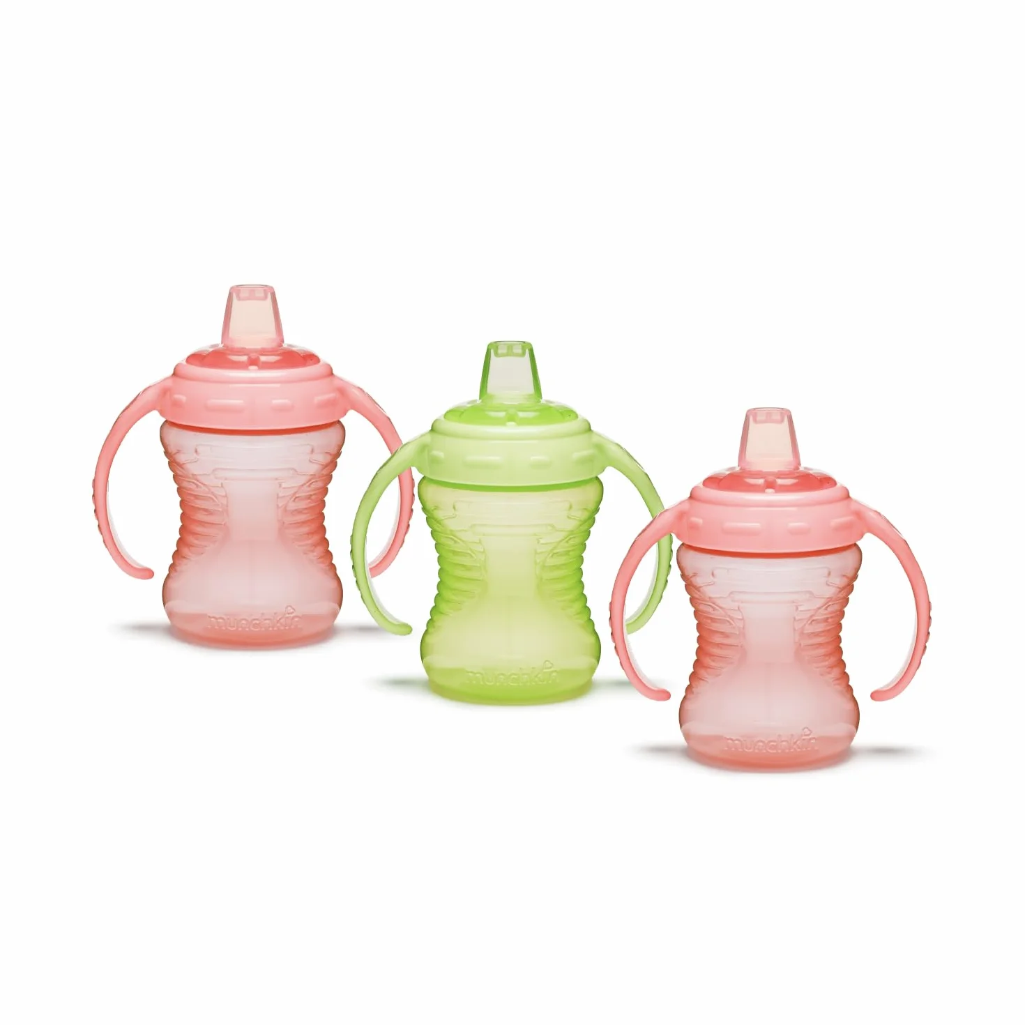Munchkin Mighty Grip Kubki treningowe | Odporny na wyciek kubek treningowy dla dzieci i niemowląt | Kubek od piersi od 6 miesięcy | 236 ml | 3 opakowania | różowy i zielony