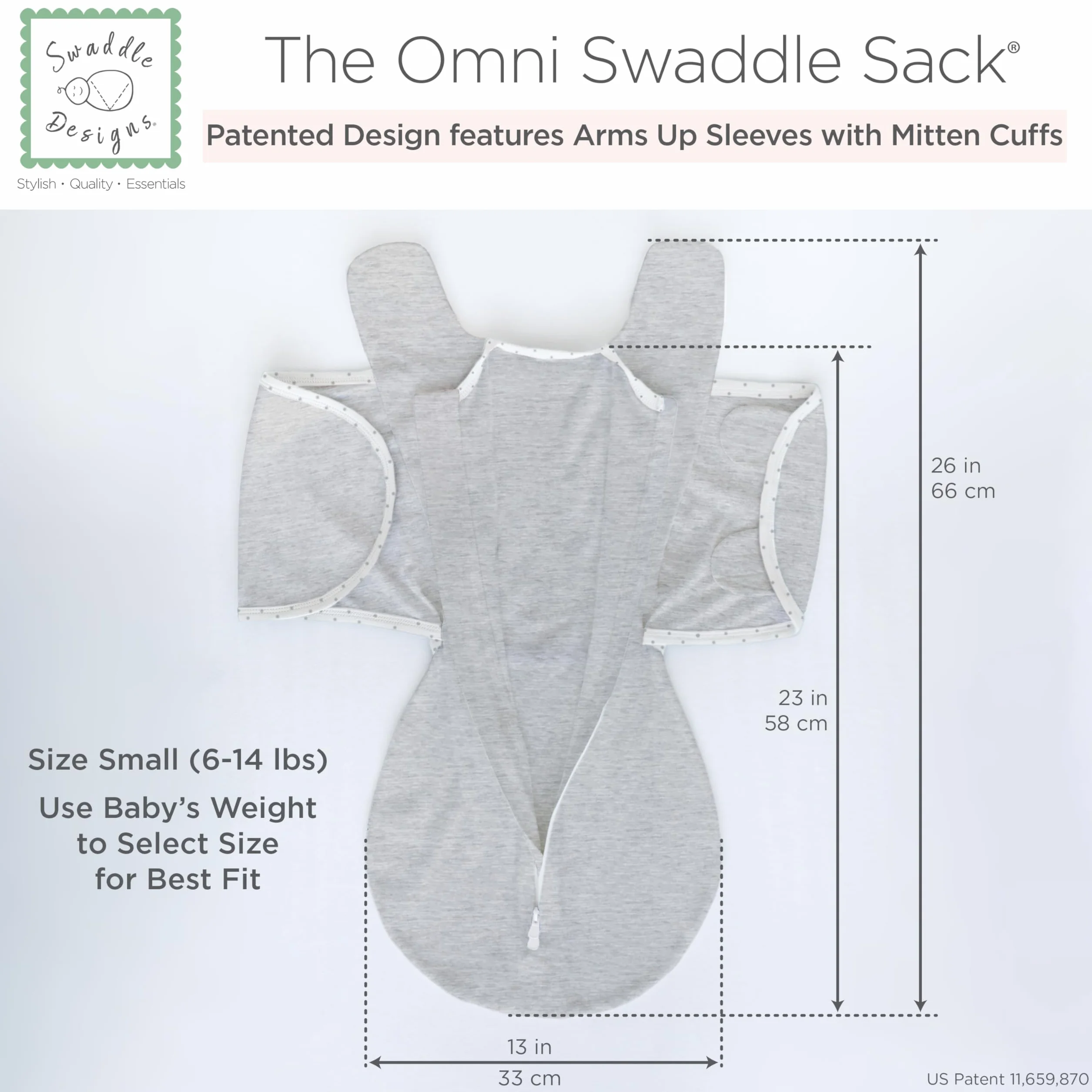 SwaddleDesigns Omni worek do przewijania, rękawy do połowy długości i mankiety z rękawiczkami, łatwe przejście, wrzosowy róż brzoskwiniowy, 0-3 miesiące