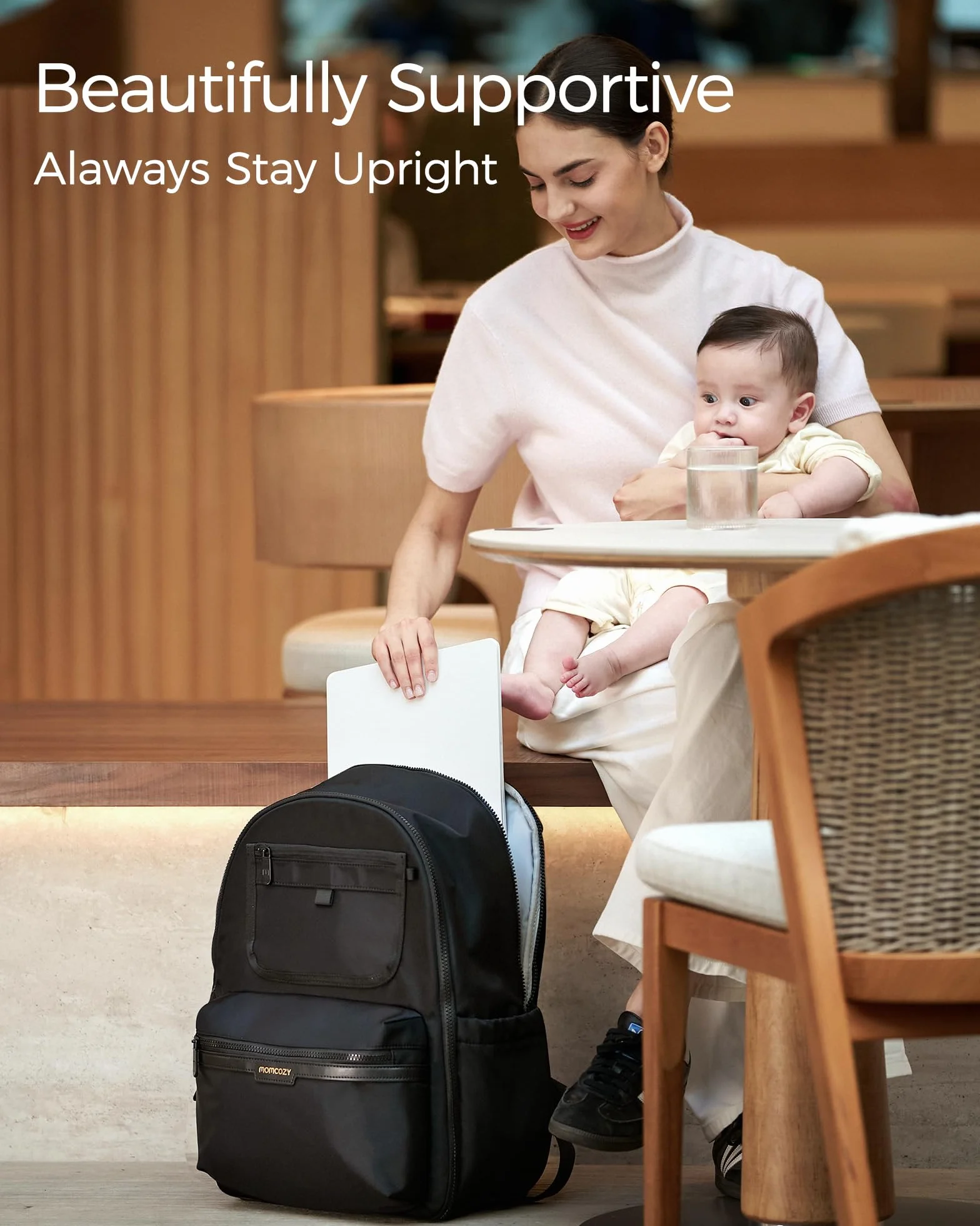 momcozy Plecak do przewijania dla niemowląt - nylon premium, lekki i elegancki, duże kieszenie do przechowywania, ergonomiczny dla łatwego wyjścia - mata do przewijania, paski do wózka, etui na