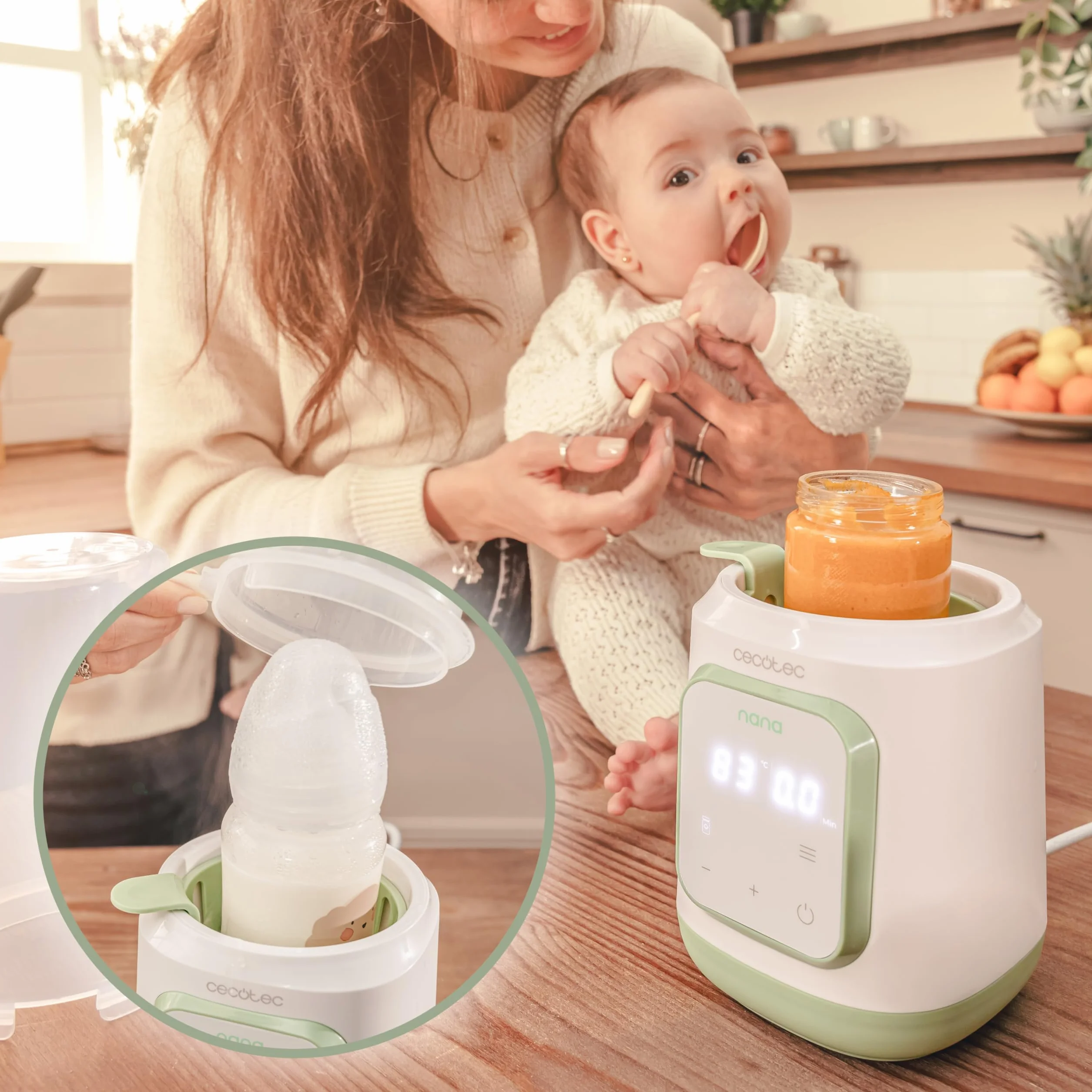 Cecotec Podgrzewacz do butelek Nana BabyCare Single BottleWarmer, 4 tryby, nie zawiera BPA
