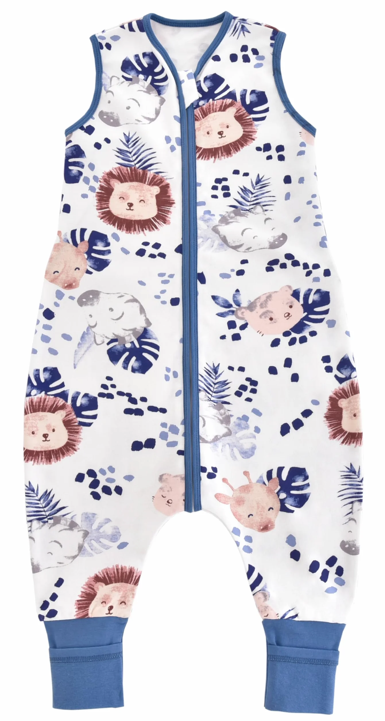 Chilsuessy śpiworek niemowlęcy z nogawkami, 1,5 TOG, 100% bawełna, całoroczny śpiworek dla dzieci, zebra, 80 cm / wzrost dziecka 85-95 cm