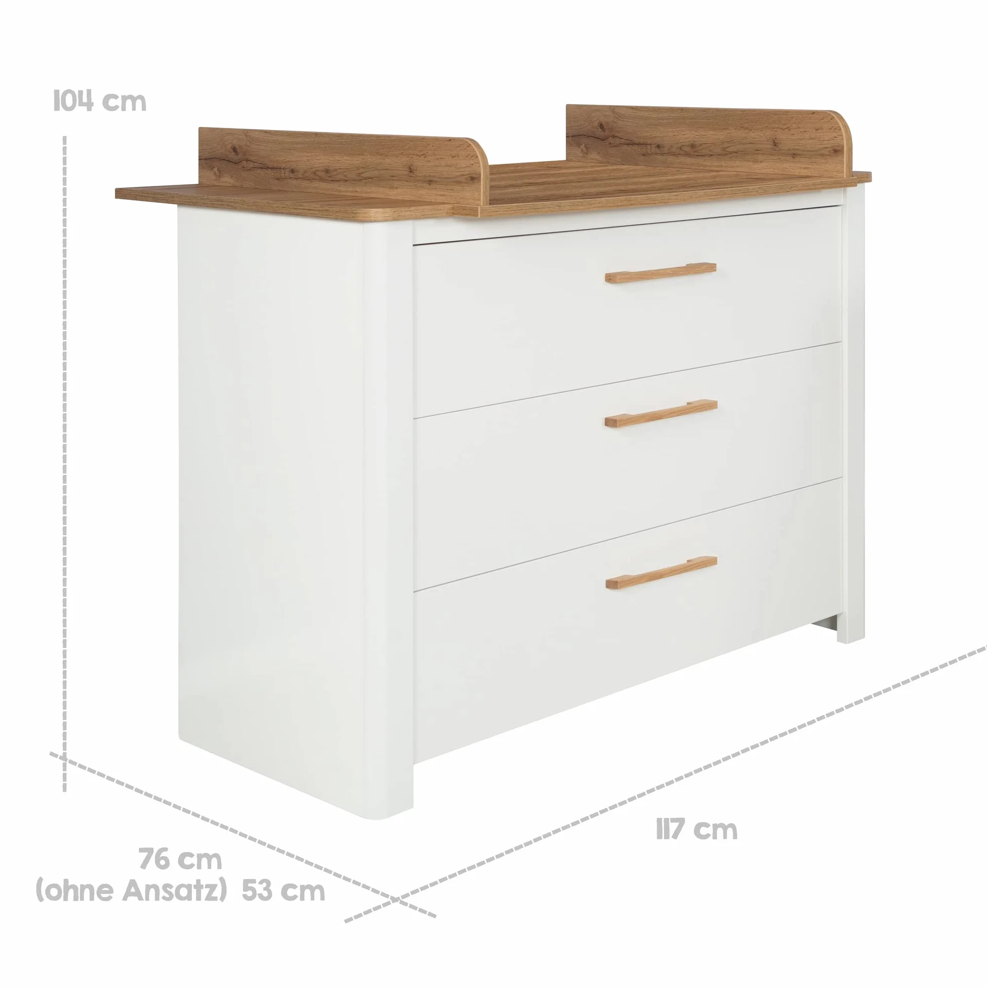 roba Komoda z przewijakiem 'Ava' o głębokości szafkowej, w zestawie z przewijakiem w dekorze 'Dąb Artisan', wysokość przewijania 90,5 cm