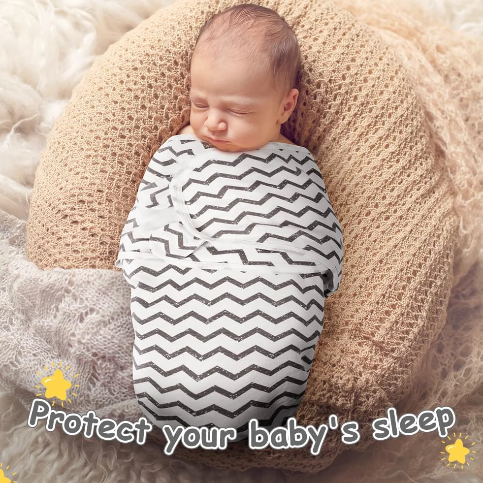 Śpiwór dla niemowląt, 0–3 miesięcy, ekologiczne śpiwory bawełniane dla noworodków, koc swaddle, śpiwór dla dzieci w tkaninie unisex 3-pack (ciemnoszary)