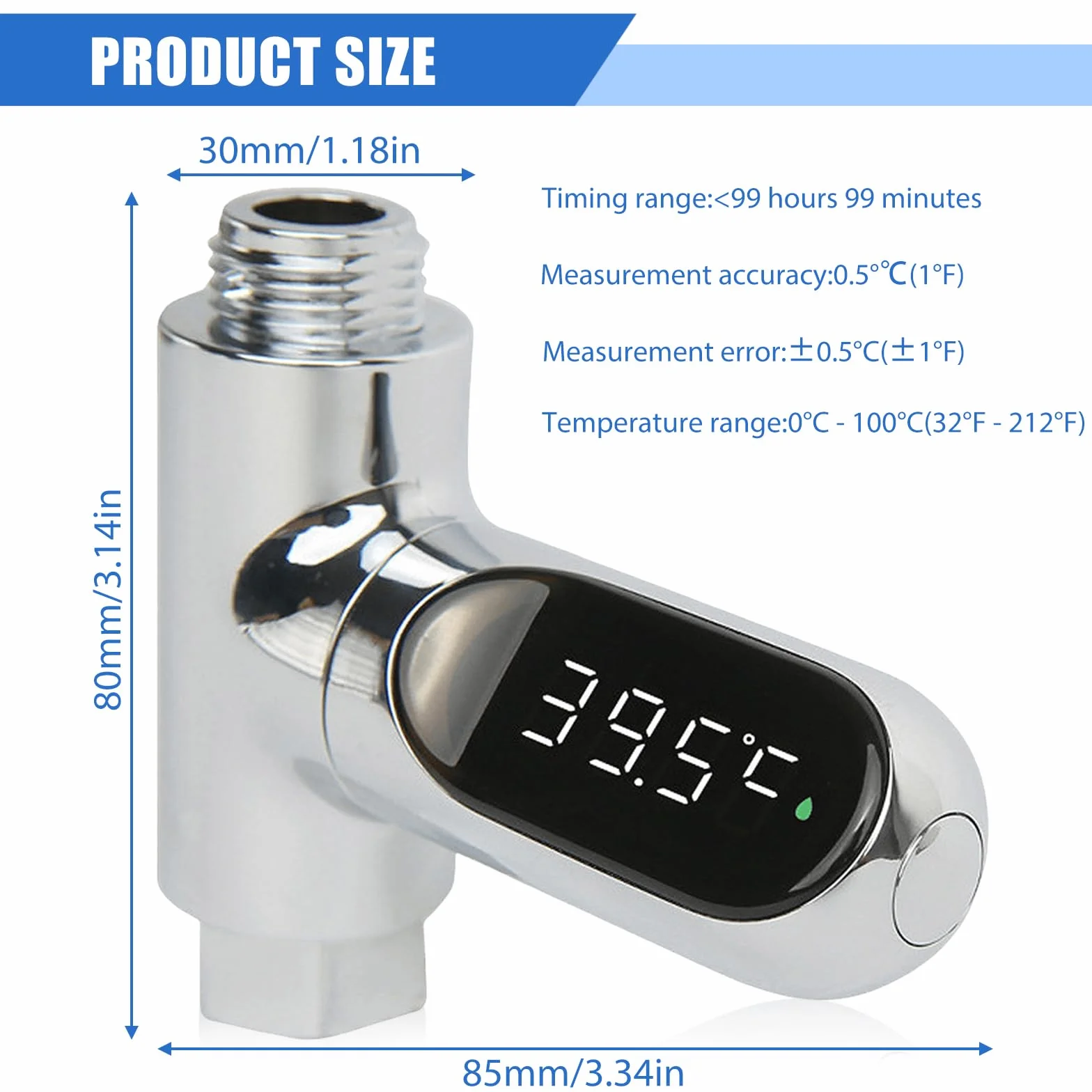 BAIFULAI Cyfrowy Termometr Kąpielowy LED 0-100℃ Obracany 360° Ekran