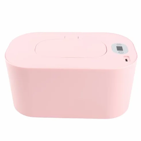 Podgrzewacz do Chusteczek Nawilżanych dla Niemowląt z Lampką Nocną LED, Różowy, 10W, Przenośny Dozownik, 181x98x98mm