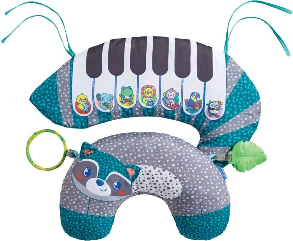 Infantino 3-in-1 Tummy Time Pillow and Piano - Bolster Pillow with Piano and 2 Removable Toys for Cause and Effect Recognition and Motor Skill Development