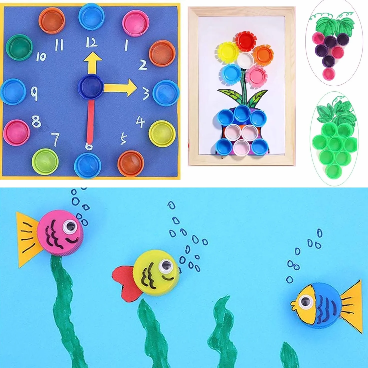 100 sztuk kolorowych zakrętek do butelek, plastikowe pokrywki na butelki, 3 cm, dekoracyjne pokrywki na butelki DIY, do przedszkola, szkoły, projektów rzemieślniczych (10 kolorów (nie czarno-białe)