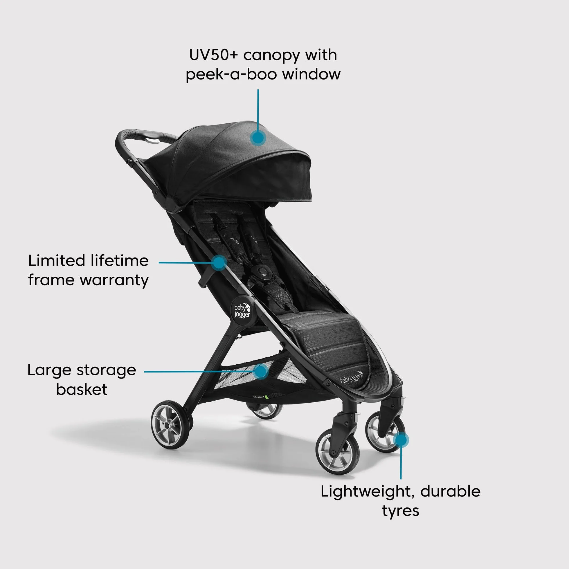 Baby Jogger City Tour 2 Wózek spacerowy Lekki 6,5 kg Czarny