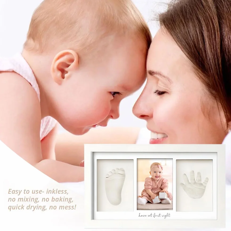 Comioke Zestaw do odcisków gipsowych, odciski dłoni i stóp dziecka, z gliny, baby shower