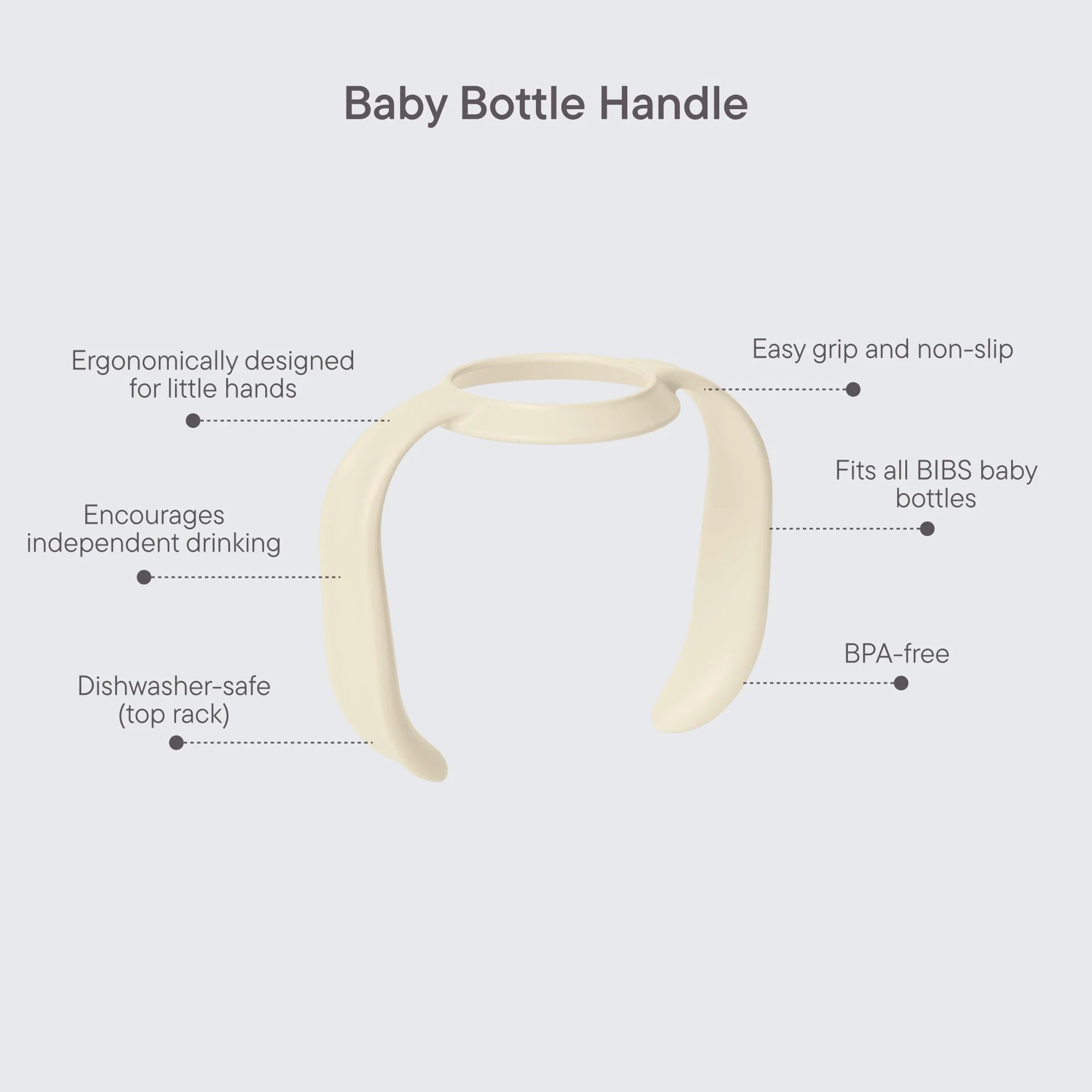 Uchwyt BIBS do butelek dla niemowląt - ergonomiczny, antypoślizgowy, ułatwia samodzielne karmienie, pasuje do wszystkich butelek BIBS, bez BPA - Baby Blue