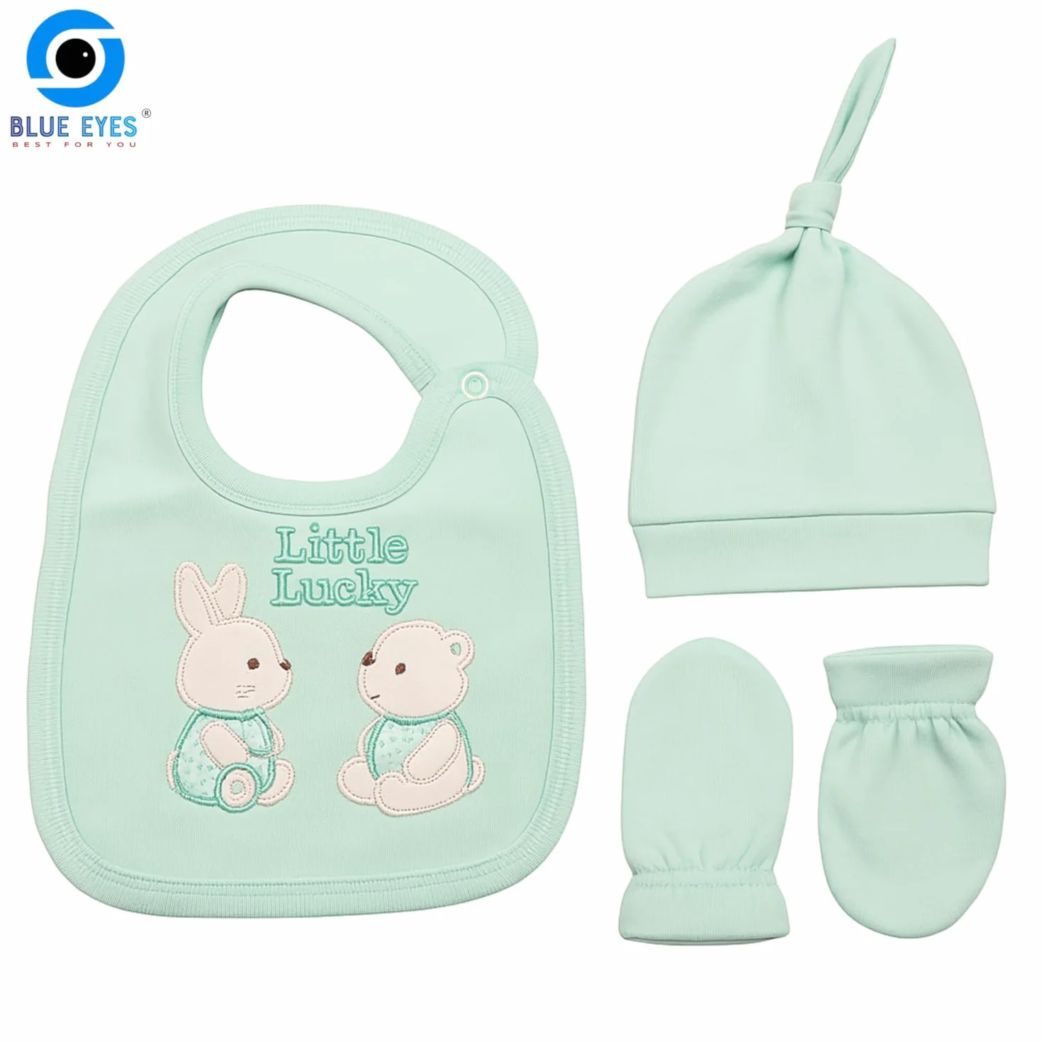 Blue Eyes Zestaw prezentowy dla noworodka 100% naturalna bawełna Pierwsze akcesoria unisex Zestaw odzieży dla niemowląt dla dzieci 0-4 miesięcy 8 sztuk, ZIELONY