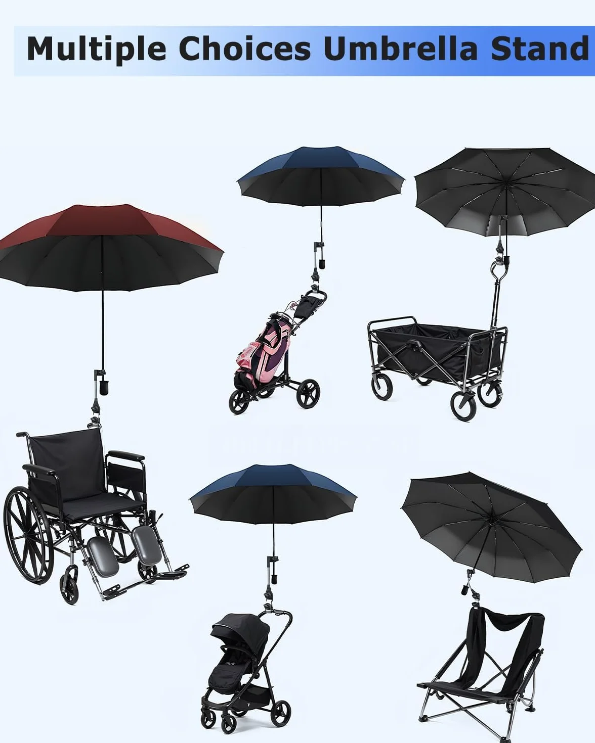 Uchwyt na parasol do wózka dziecięcego, mocowanie parasola do wózka dziecięcego, klips łączący do kierownicy, elastyczny, regulowany, uniwersalny zacisk do wózka, wózka inwalidzkiego, roweru