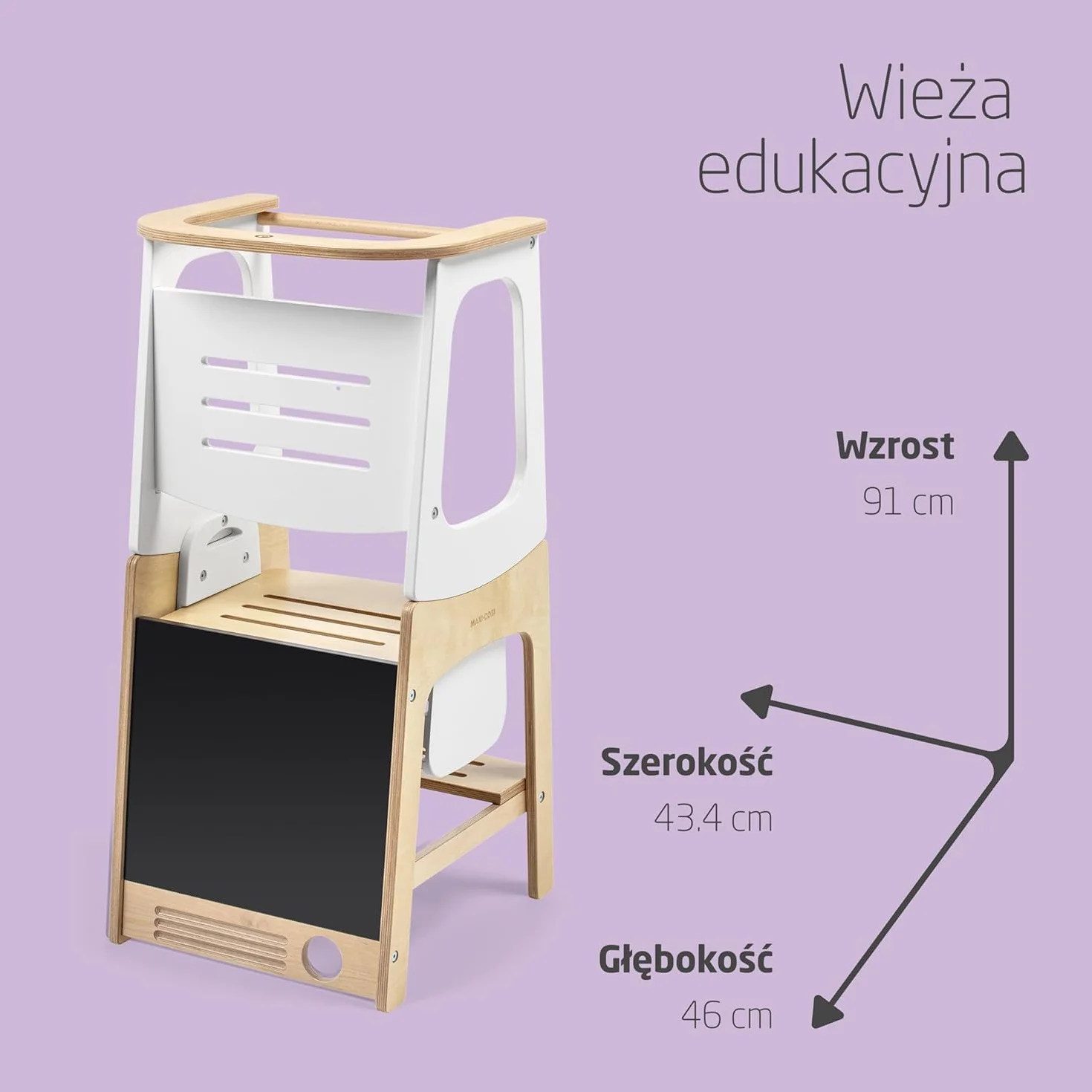 Maxi-Cosi Toucan 3 w 1 Wieża Edukacyjna dla Niemowląt, Montessori Pomocnik Kuchenny Drewniany, 1,5–99+lat, 10–150kg, 3 Ustawienia Wysokości, Stolik+Krzesełkiem, FSC® 100% Certyfikowanego, Natural Wood