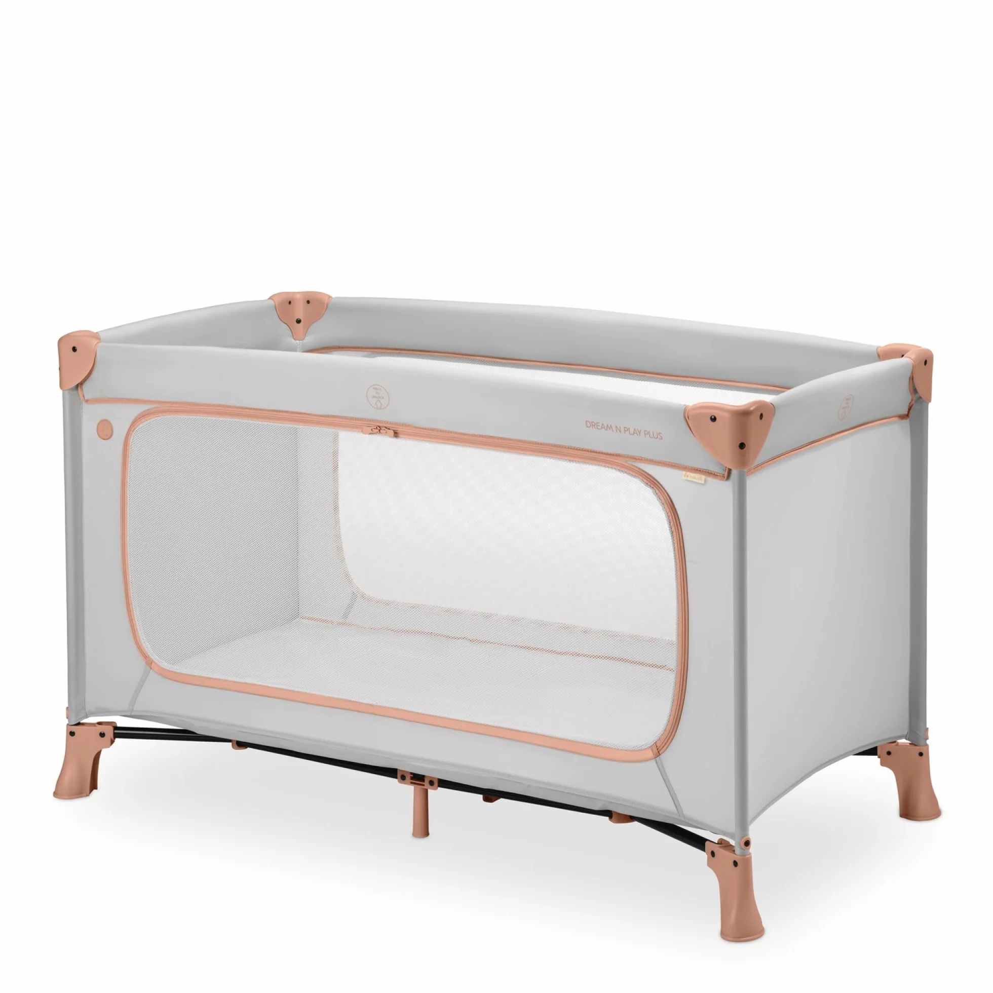 hauck Bebe Dream N Play Plus łóżko parasolowe składane kompaktowe od urodzenia do 15 kg Dusty Cork