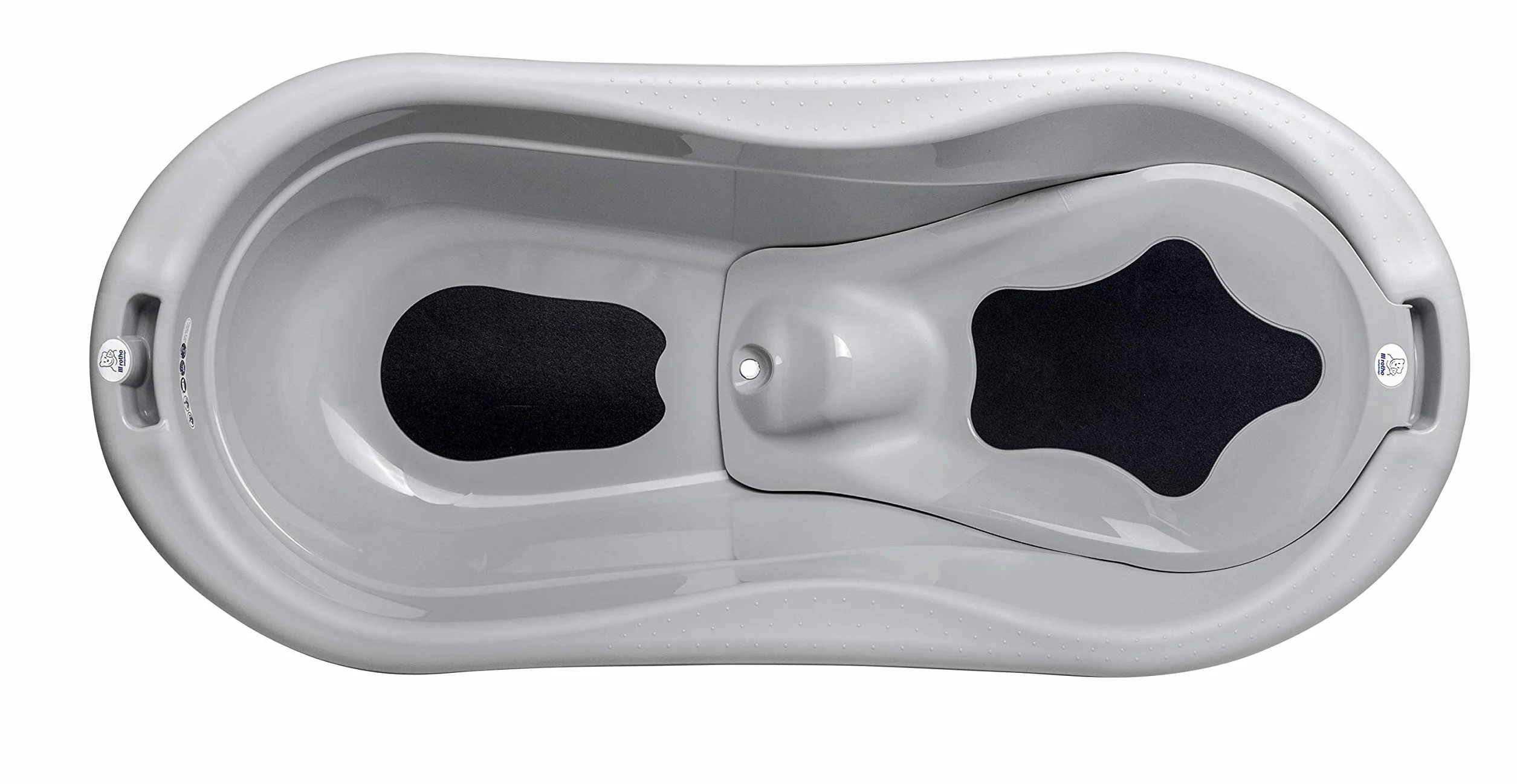 Rotho Babydesign TOP Xtra Duża wanienka z 2 matami antypoślizgowymi i korkiem spustowym, Stone Grey