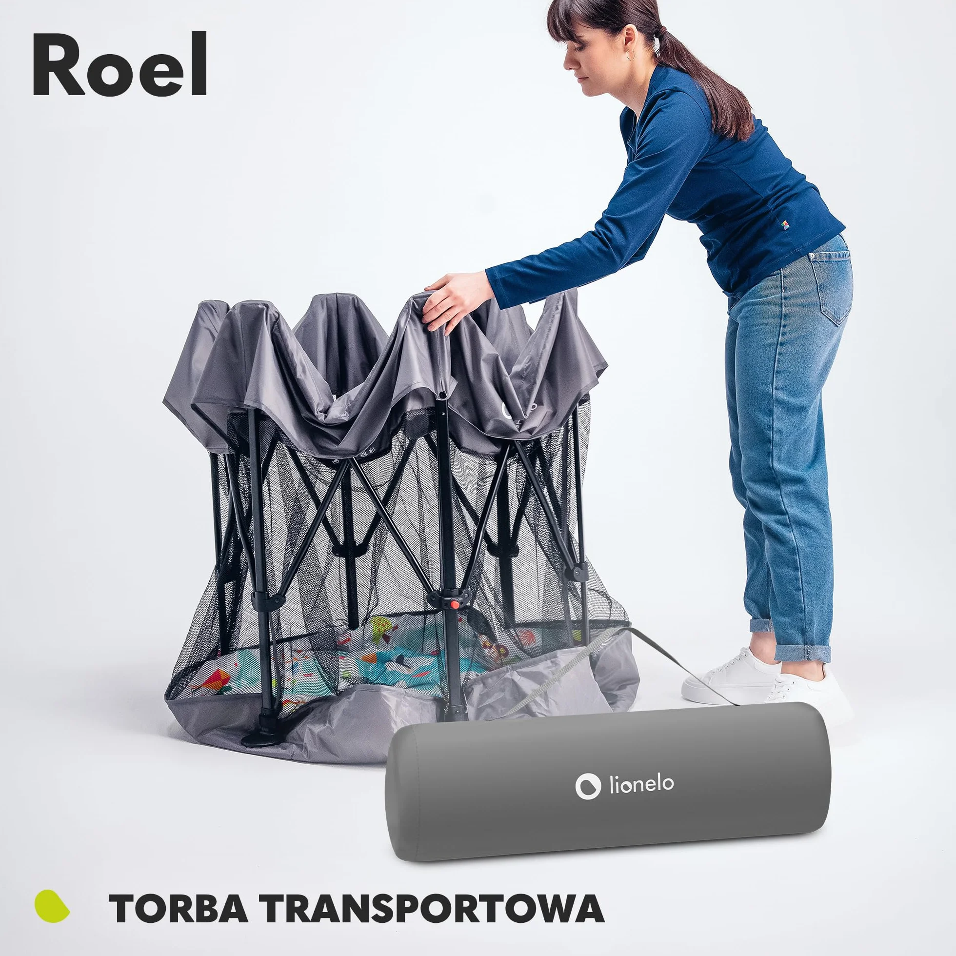 LIONELO Kojec dla dzieci 136 x 86 cm Sześciokątny LockGuard Składany Antypoślizgowy