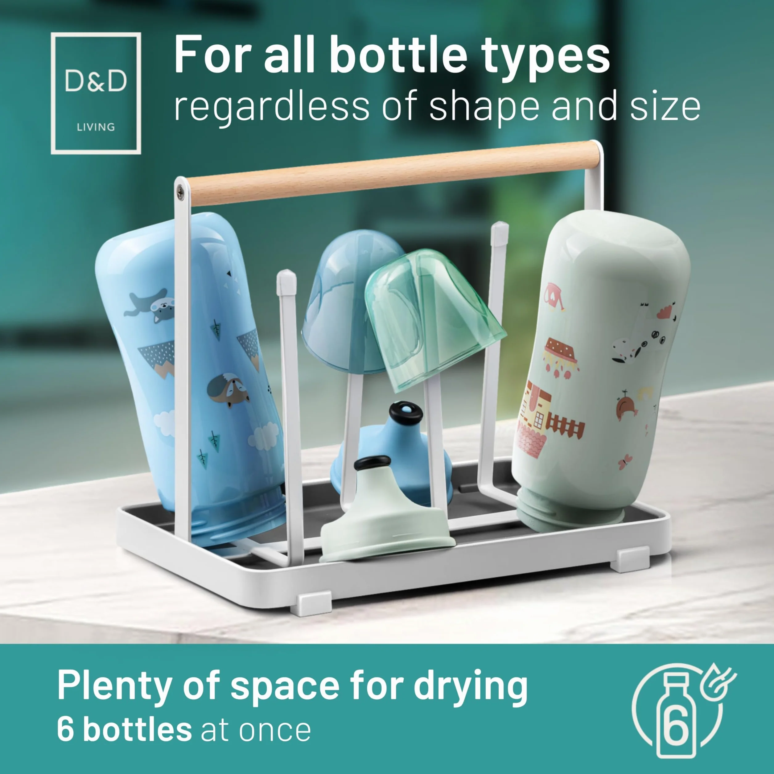 D&D Living Uchwyt na butelkę SodaStream ociekacz uniwersalny stojak do suszenia metal