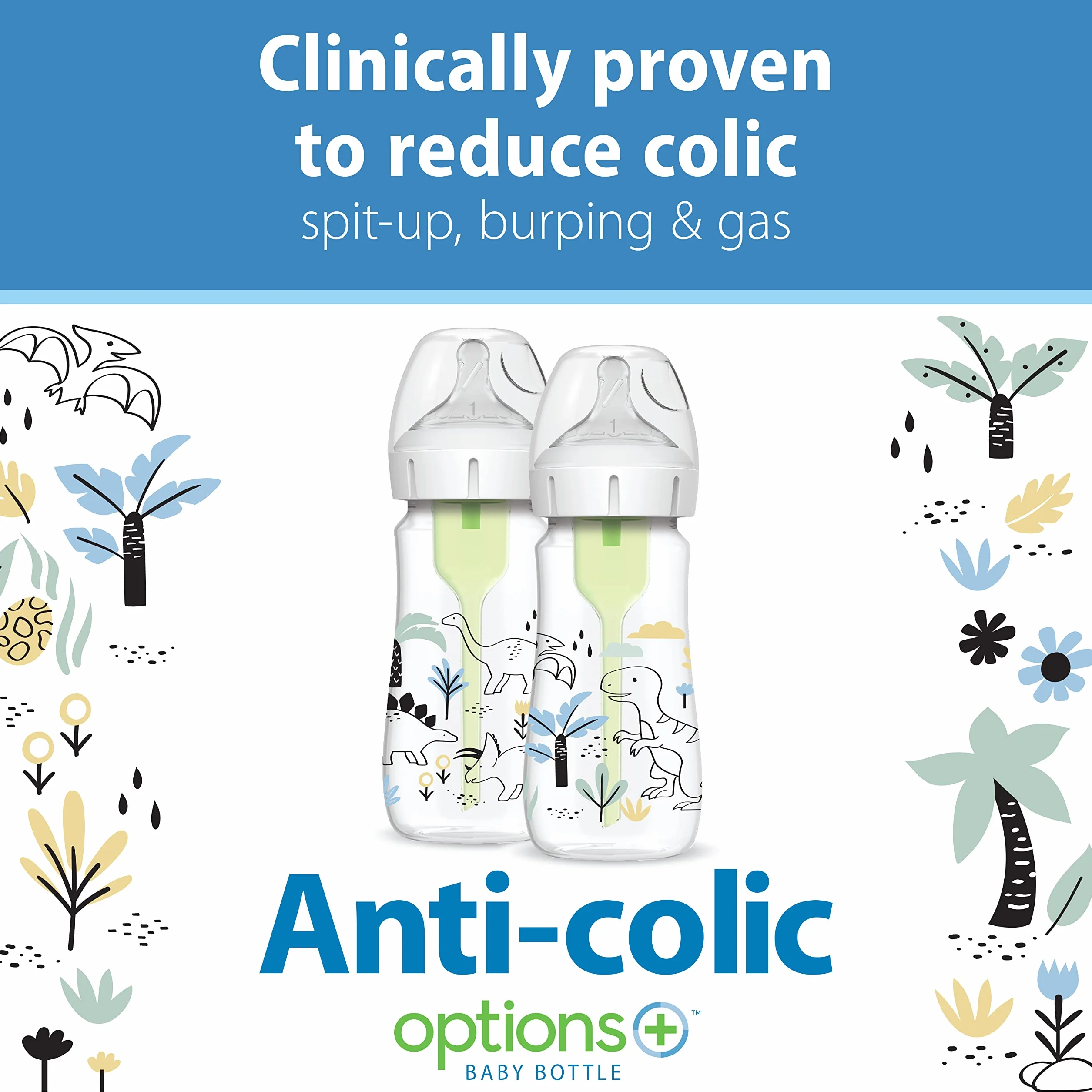 Dr. Brown's Natural Flow Anti-Colic Options+ butelki z szeroką szyjką 270 ml smoczek poziom 1 zestaw 2 szt.
