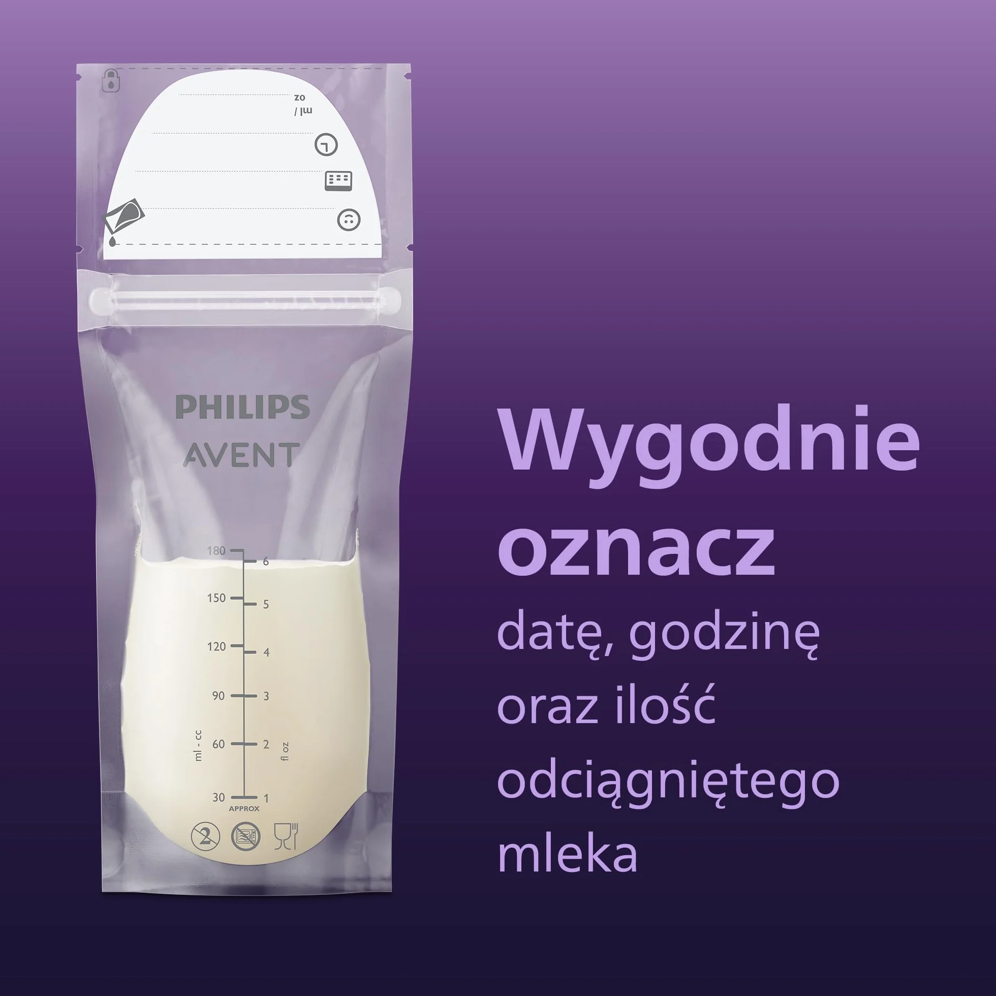 Philips Avent Woreczki do przechowywania pokarmu, 180 ml, 25 sztuk, SCF603/25