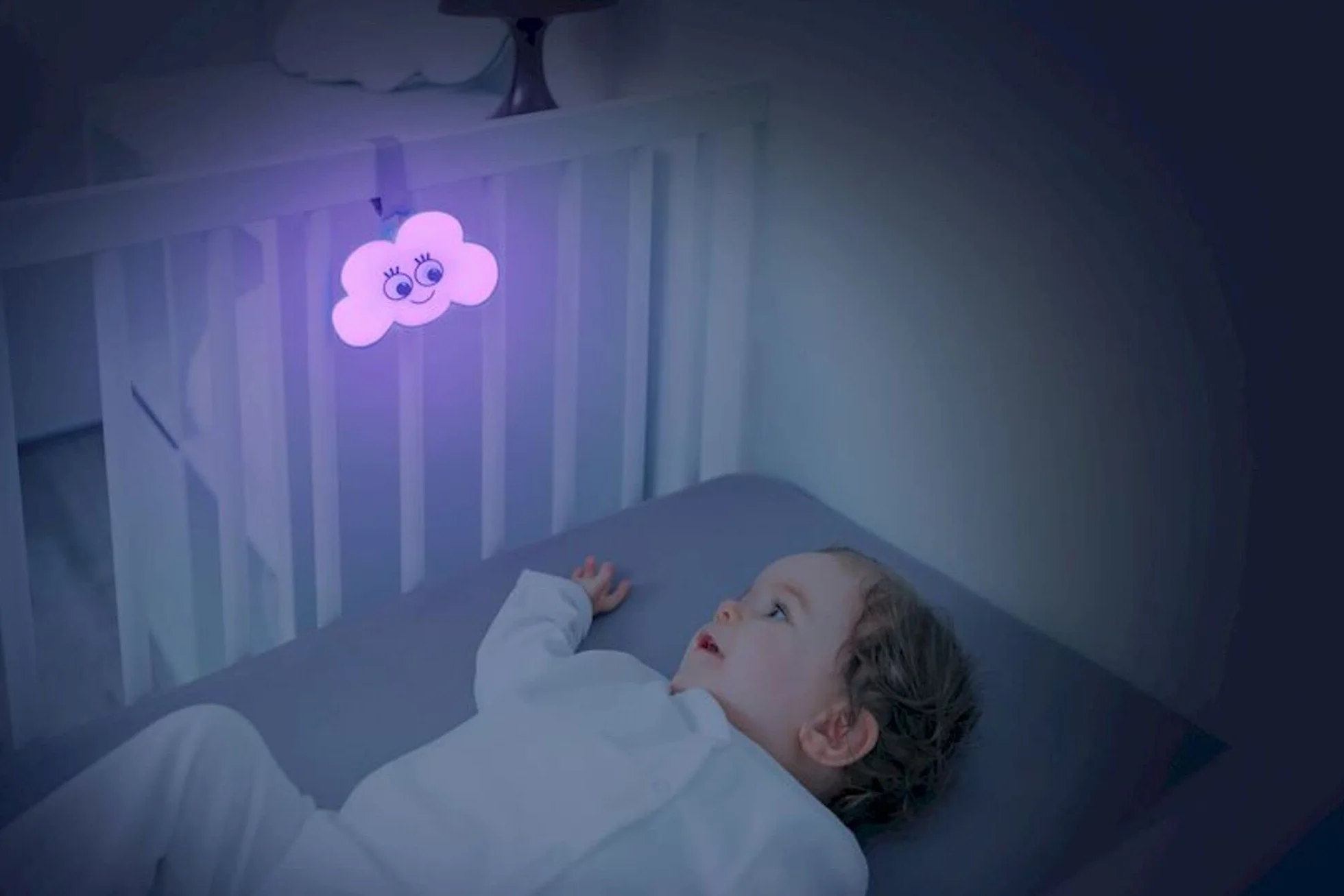 Badabulle Lampka nocna Cloud z 15 kołysankami i 6 kolorami światła, automatyczne wyłączanie