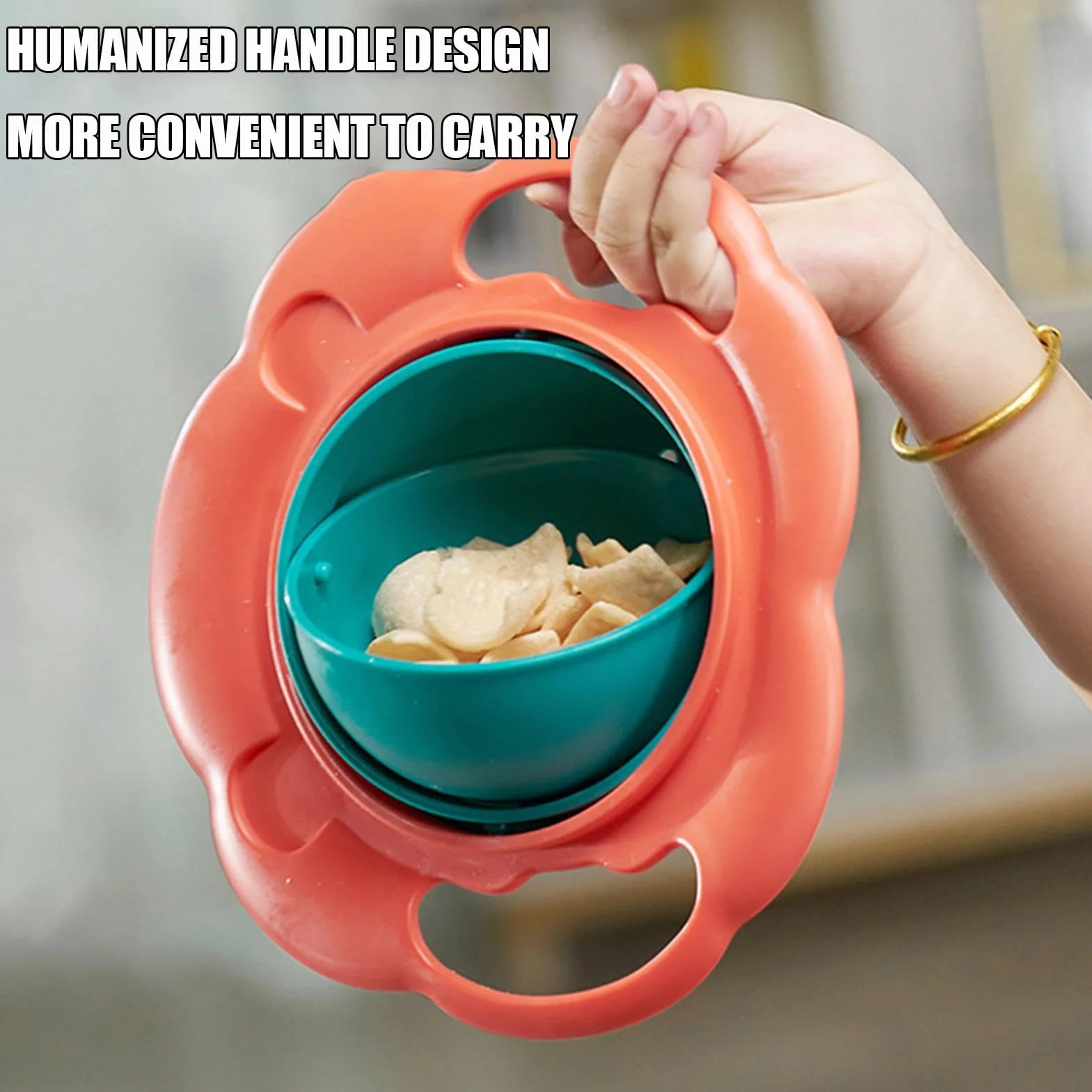 Kids Anti Spill Bowl, Gyroscopic Smooth Bowl, 360 Degree Gyroscopic Spill Proof Bowl for Children
