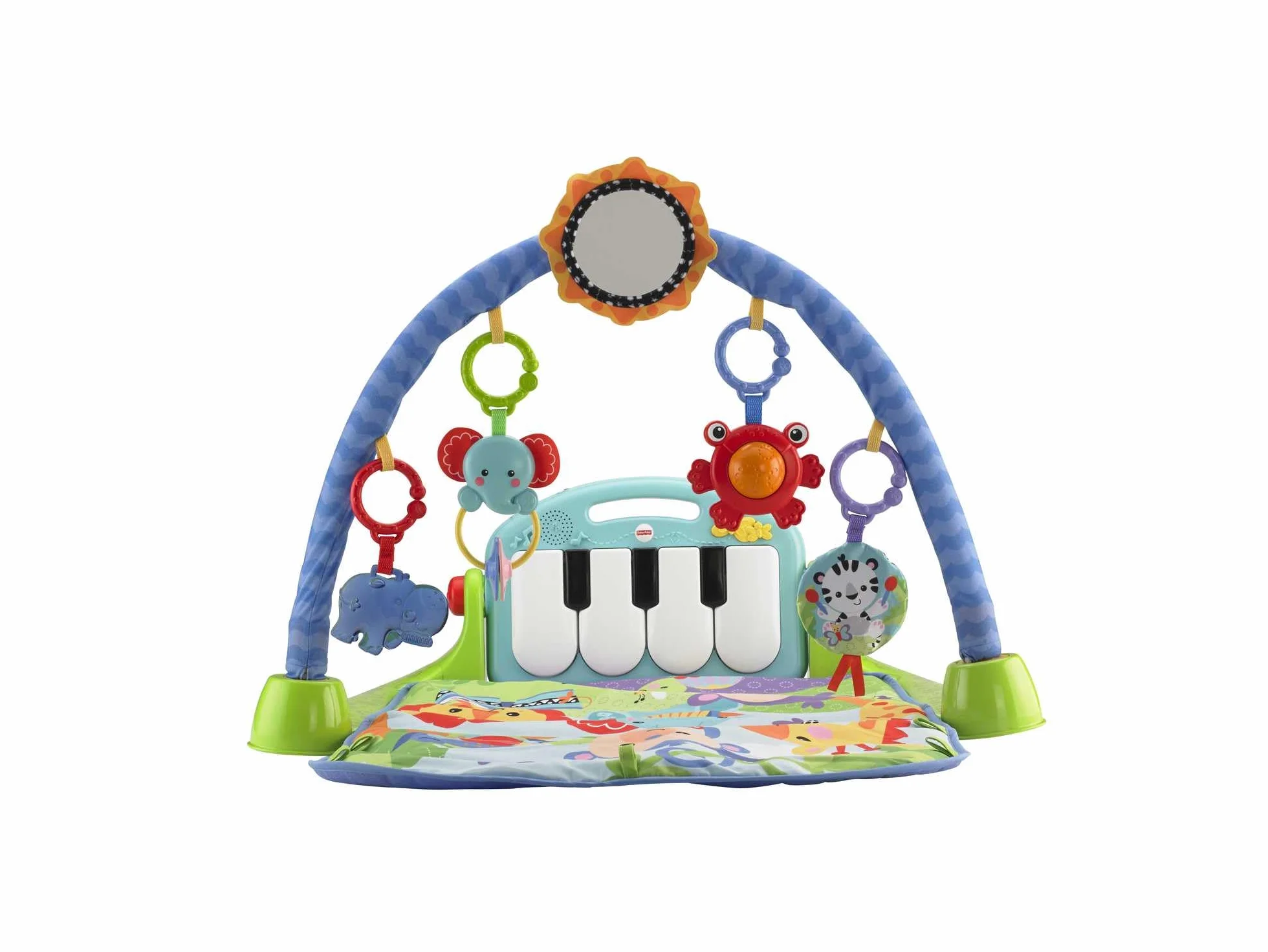Fisher-Price Mata gimnastyczna z pianinkiem, edukacyjna mata dla niemowląt z muzyczną zabawką dla niemowląt, HBB73