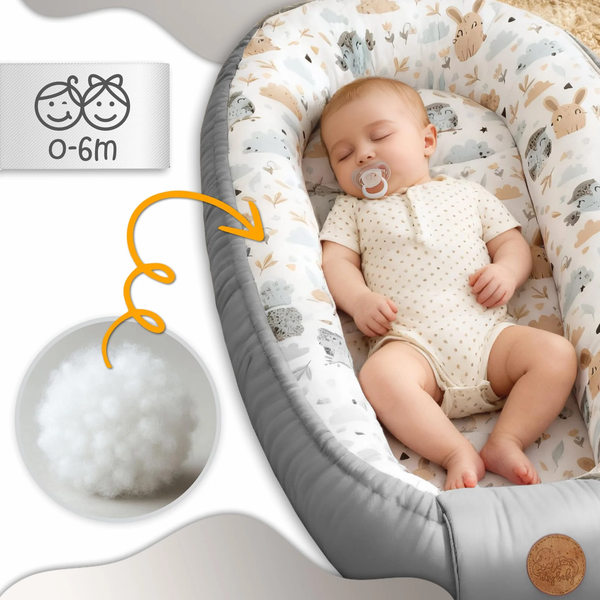 Babynest kokon noworodka 90x50 cm bawełniany ręcznie wykonany
